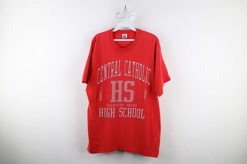 Vintage Vintage 90s Catholic High School Short Sleeve T-Shirt USA Size US XL / EU 56 / 4 - 1 Thumbnail