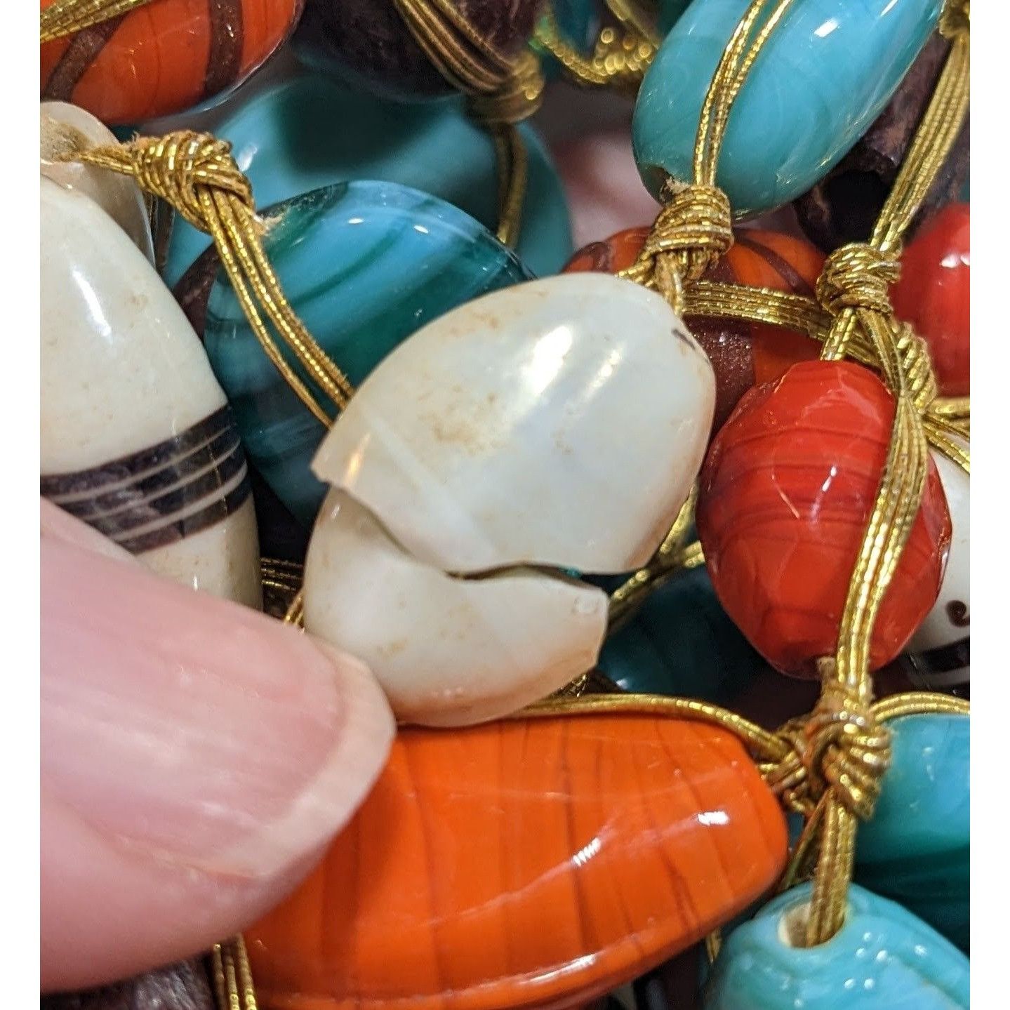 Other Bohemian Multilayer Blue And Orange Glass And Wood Beaded Ne Size ONE SIZE - 8 Thumbnail