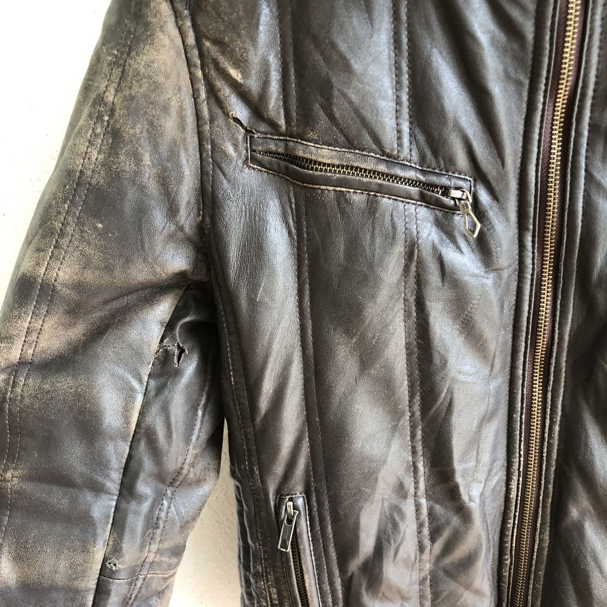 Japanese Brand HARUF distressed moto leather jacket Size US S / EU 44-46 / 1 - 10 Thumbnail
