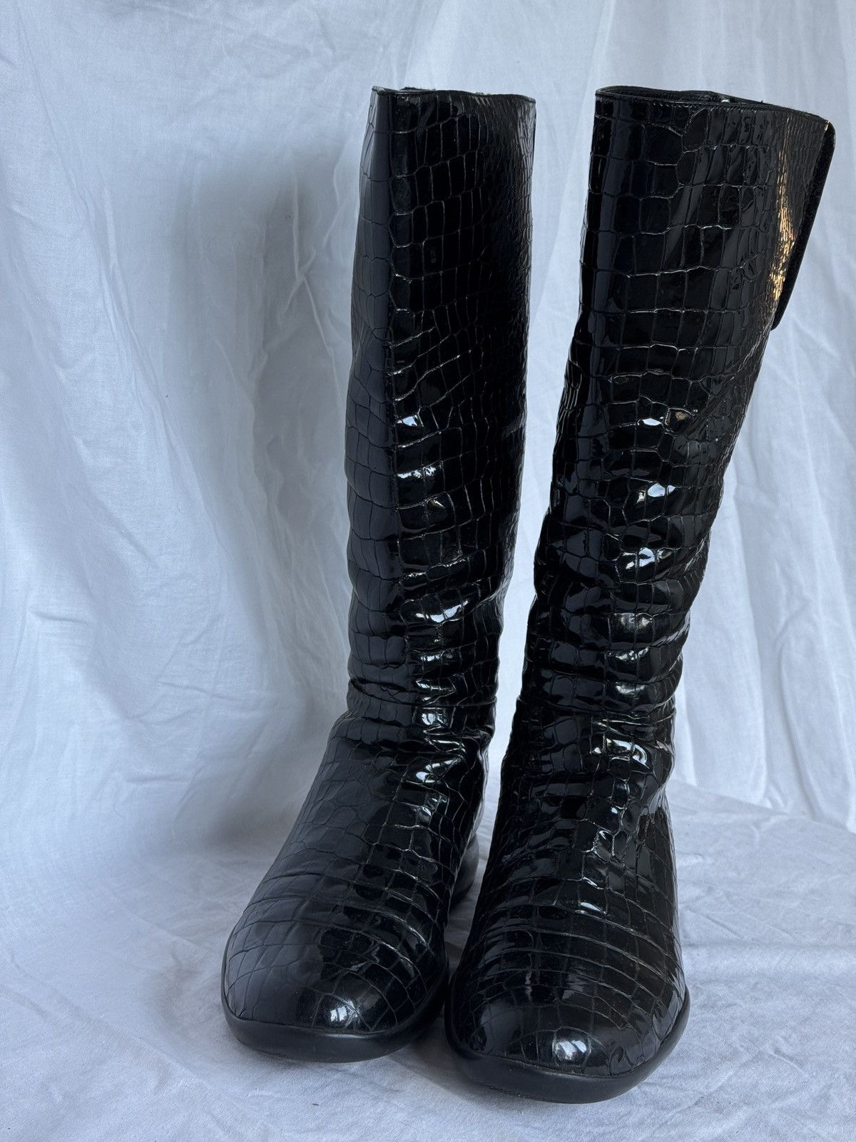Prada Vintage Prada Linea Rossa Black Patent Leather High Boots Size US 8 / IT 38 - 5 Thumbnail
