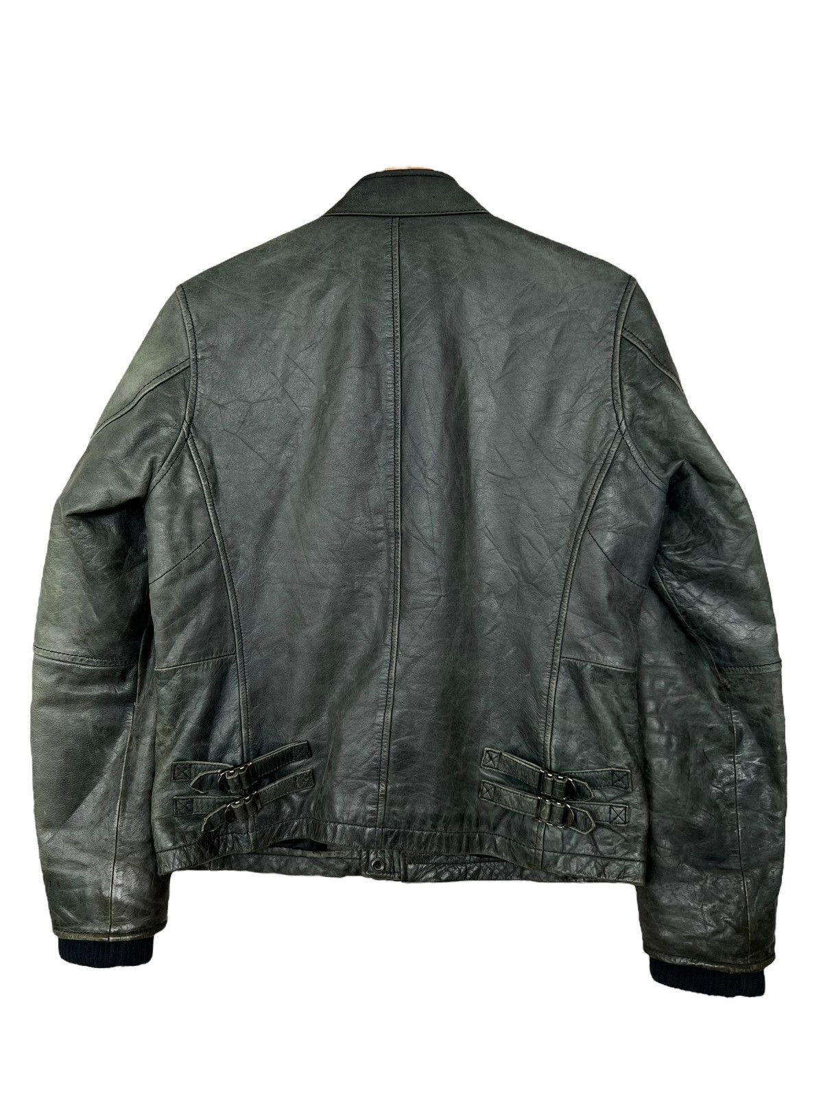 Avirex Zipper Sunfaded Distressed Racing Leather Jacket