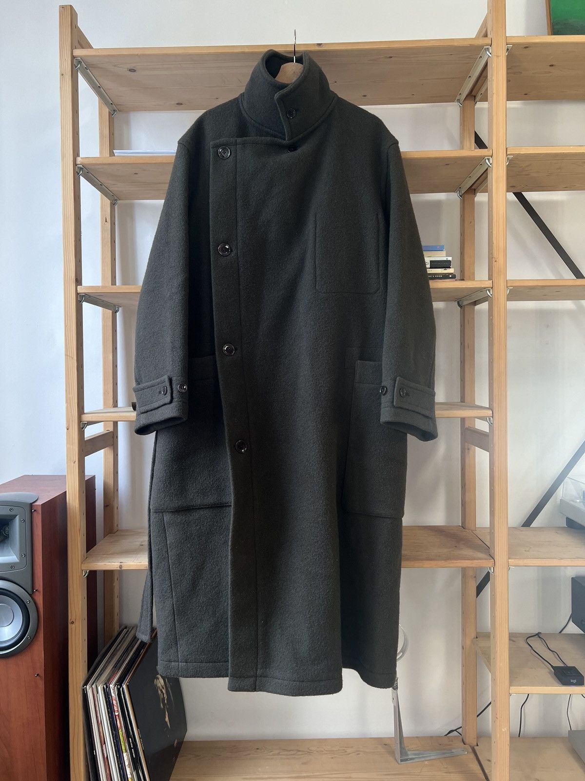 FW22 Lemaire Wrap Coat - Pewter Green
