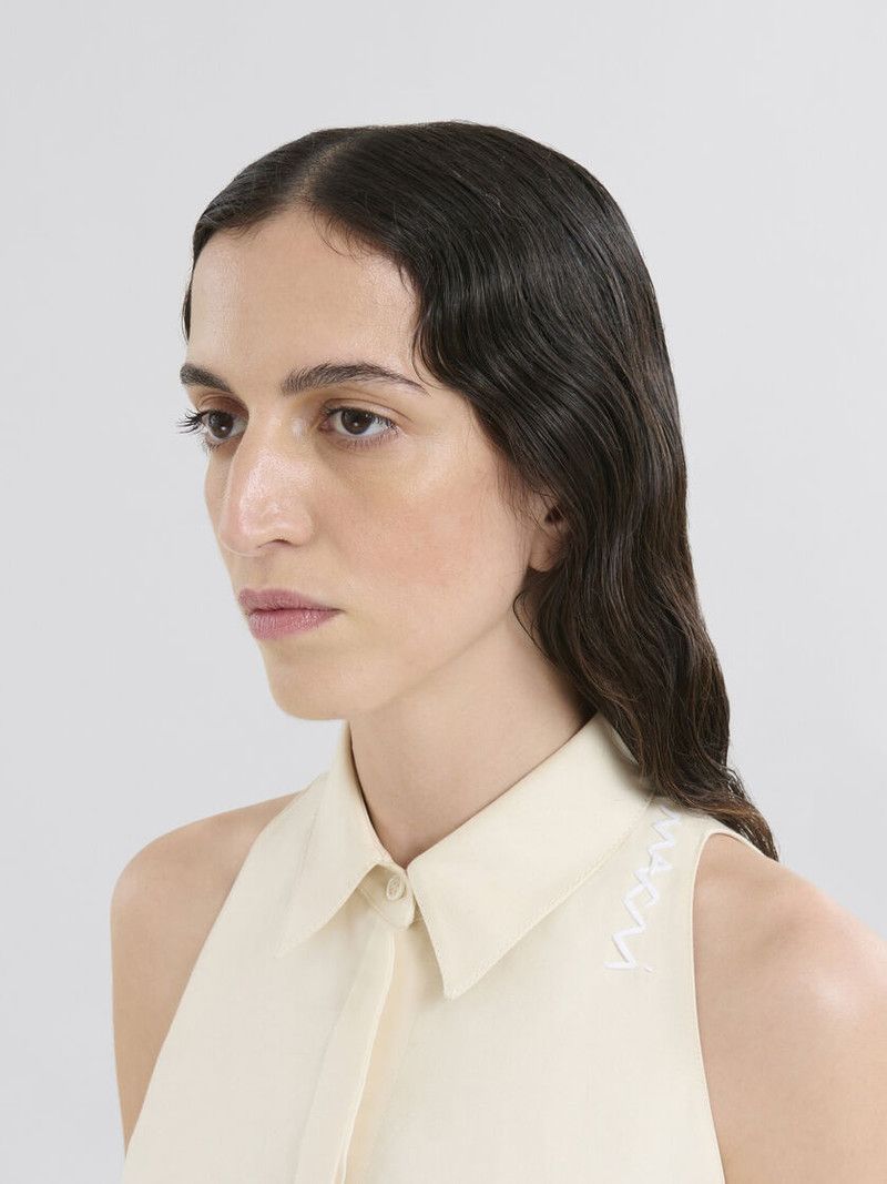 Marni o1w1db10426 Cotton Flared Shirt in White Size L / US 10 / IT 46 - 5 Thumbnail