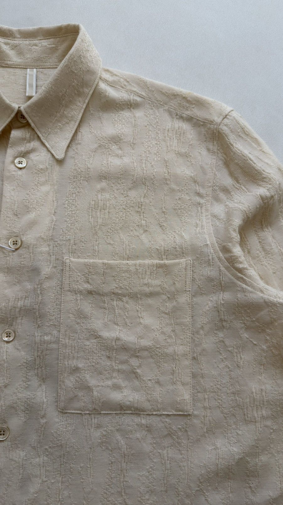 Sunflower ‘Ace’ Textured Cream Cotton Boxy Fit Shirt Size US M / EU 48-50 / 2 - 9 Thumbnail