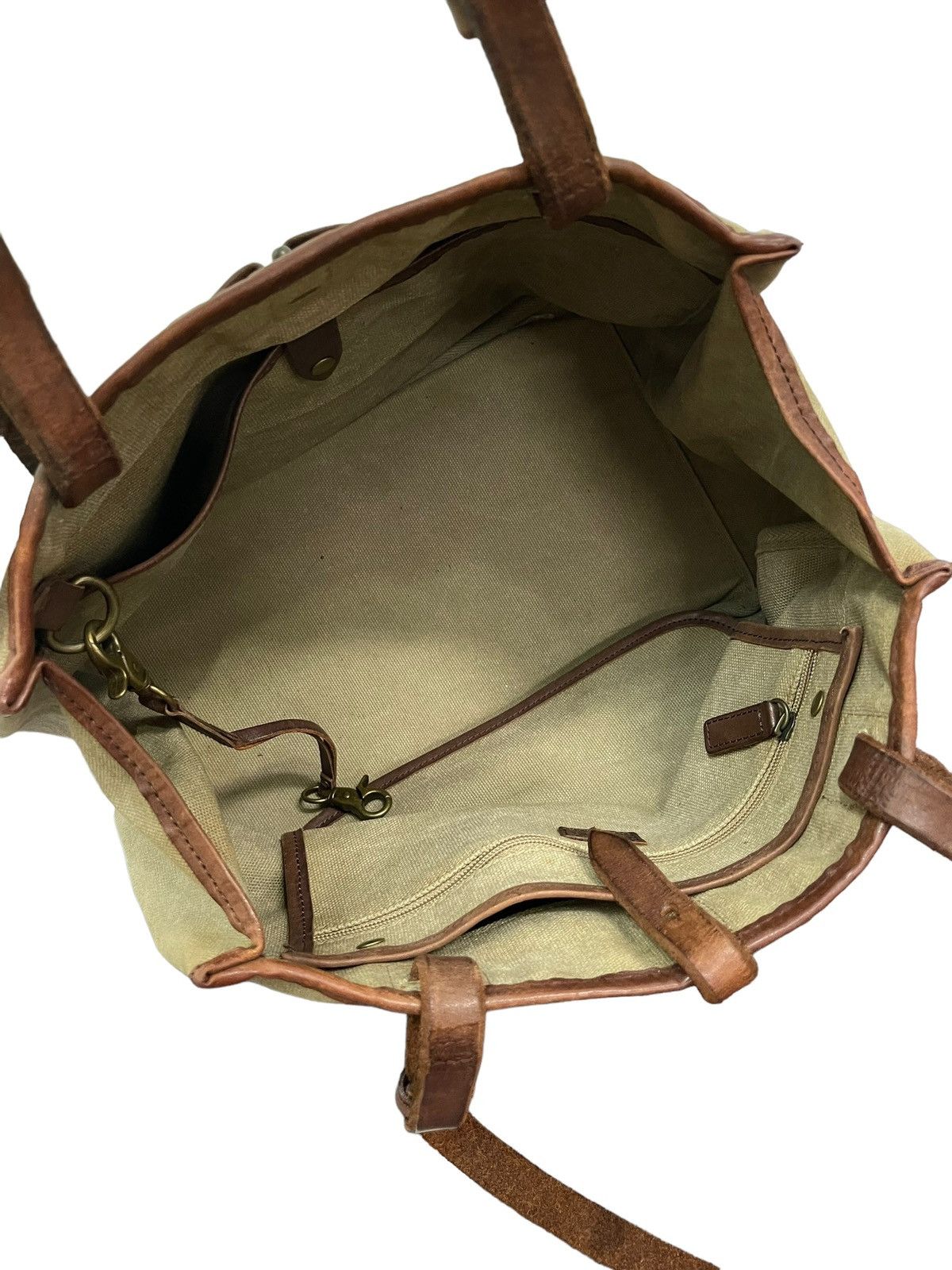 Japanese Brand Leather Cotton Canvas Paquet Shoulder Bag 4🟩 Size ONE SIZE - 22 Thumbnail