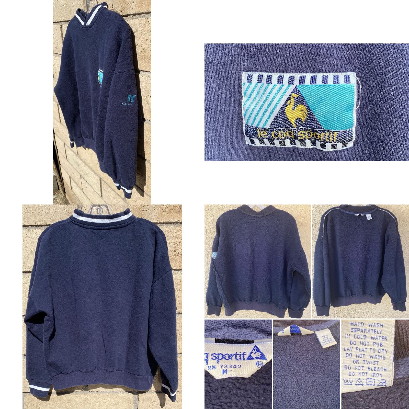 Le Coq Sportif VINTAGE Le Coq Sportif Sweatshirt M 80s 90s V Neck Kapalua Butterly Logo Hawaii Size US M / EU 48-50 / 2 - 9 Thumbnail