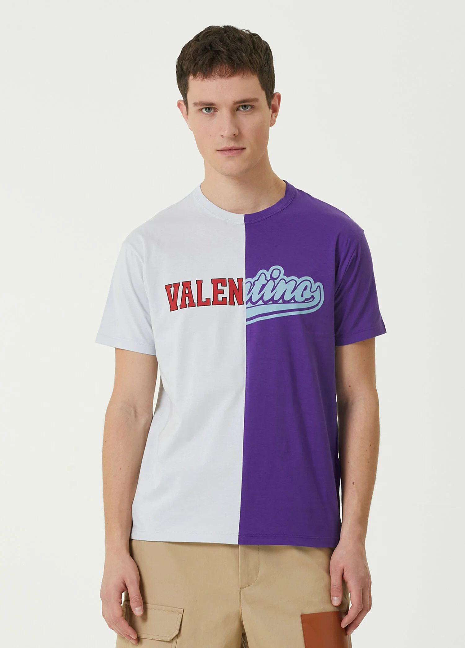 Valentino VALENTINO Garavani gray purple university logo t-shirt M Size US M / EU 48-50 / 2 - 2 Thumbnail
