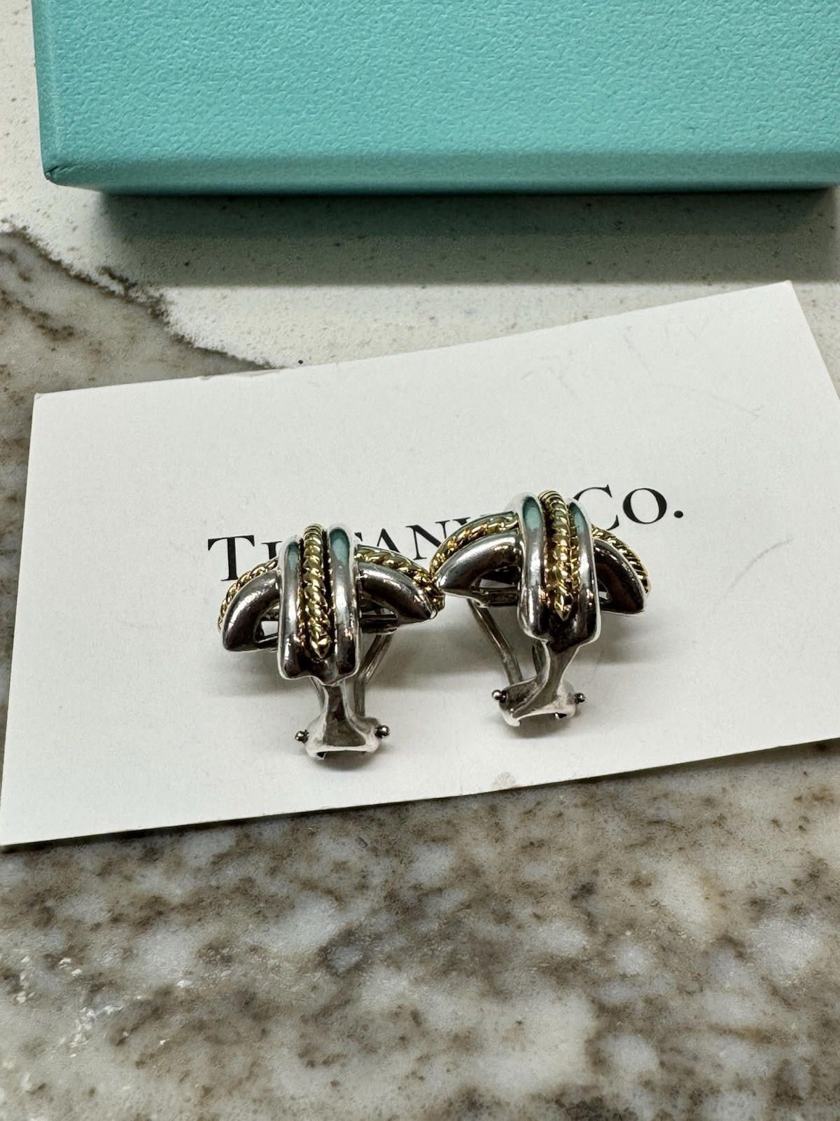 Tiffany & Co. Tiffany & Co. Gold Rope Silver Signature X Clip-on Earrings Size ONE SIZE - 4 Thumbnail