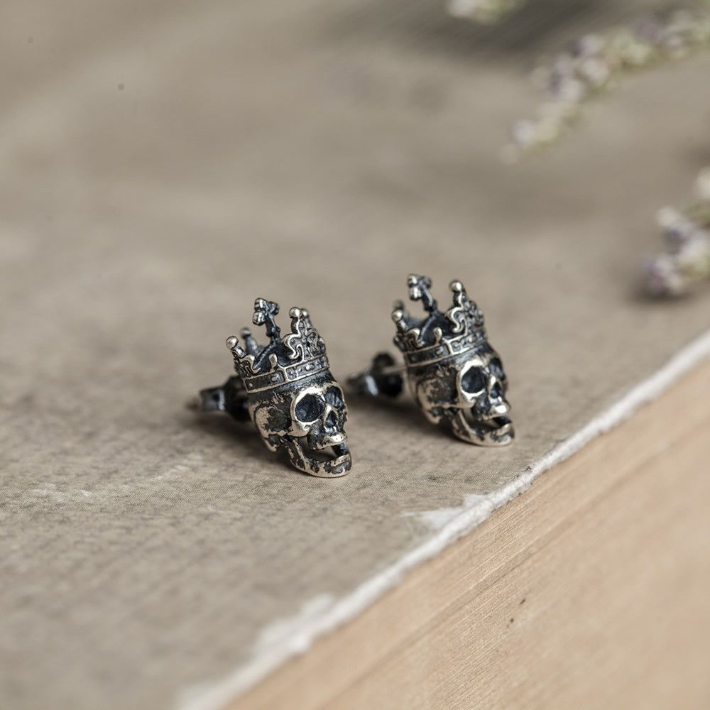 Jewelry Skull Modern Earrings One Pairs Chrome Jewelry Size ONE SIZE - 1 Thumbnail
