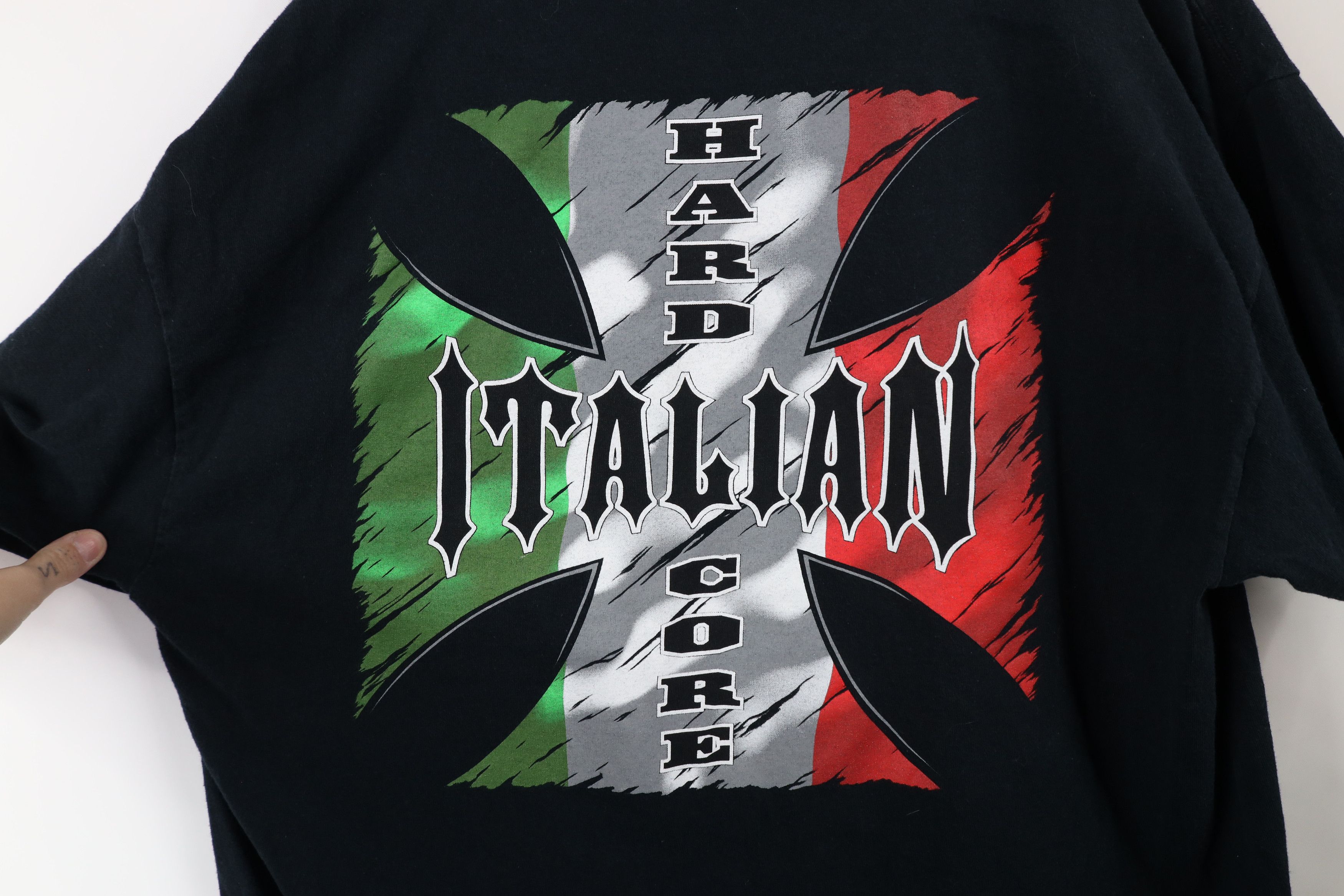 Vintage Vintage 90s Streetwear Cross Italian Hard Core T-Shirt Black Size US XL / EU 56 / 4 - 9 Thumbnail