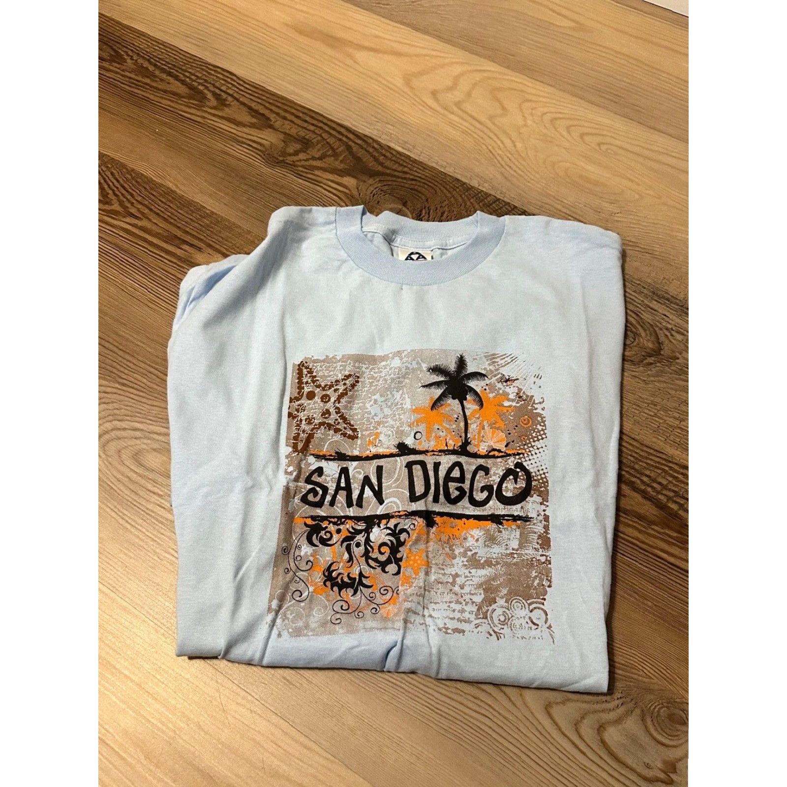 AAA Alstyle San Diego T-Shirt Blue Unisex Adult Large Solid Crew Neck Jersey California Size US L / EU 52-54 / 3 - 3 Thumbnail