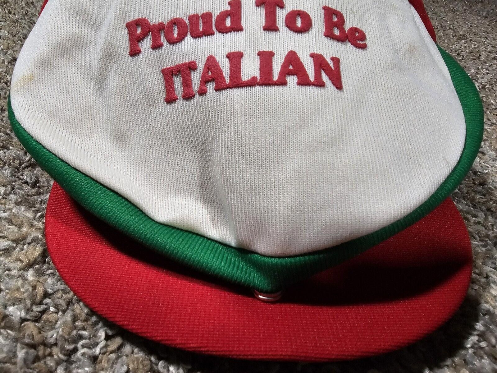 Designer Vtg Proud To Be Italian Pizza Button Hat SnapBack Red Green Size ONE SIZE - 3 Thumbnail