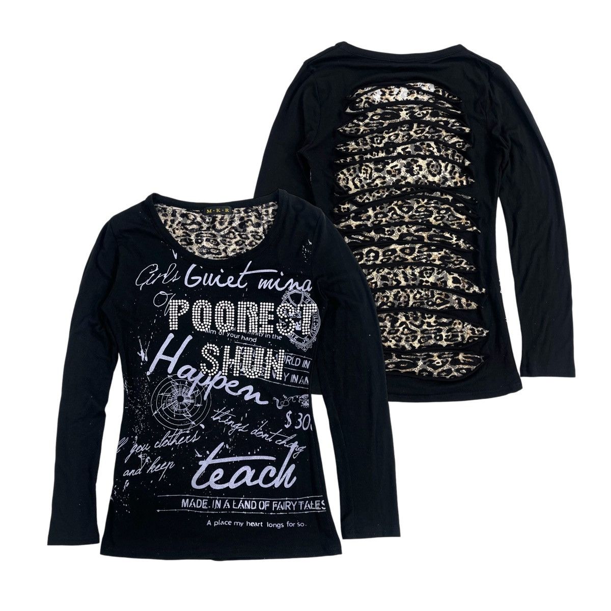 If Six Was Nine × Japanese Brand × Le Grande Bleu (L.G.B.) 2000s MKR Studded Leopard Poem Punk Lgb Style Longsleeve Size US M / EU 48-50 / 2 - 1 Thumbnail