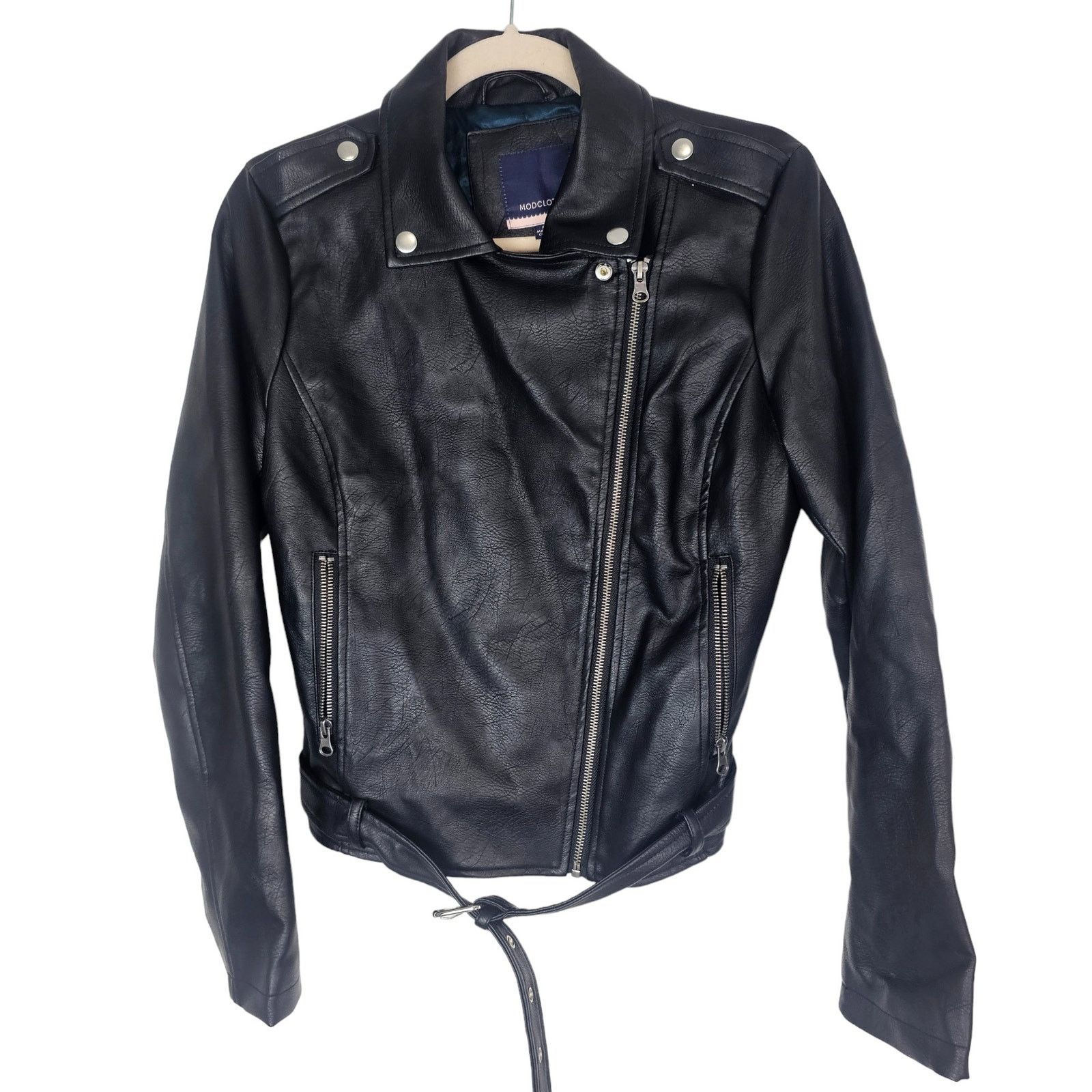 Modernica ModCloth Womens Faux Leather Biker Jacket S Moto Rockability Size S / US 4 / IT 40 - 1 Thumbnail