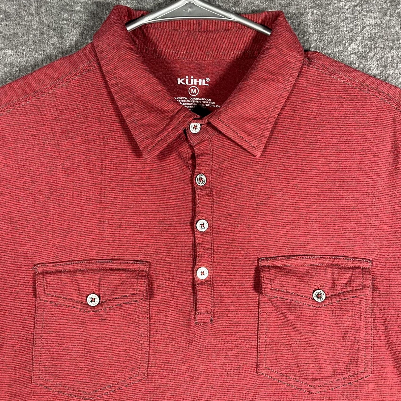 Vintage Kuhl Polo Shirt Mens Medium Red Striped Double Pocket Hiking Outdoor Casual Size US M / EU 48-50 / 2 - 2 Thumbnail