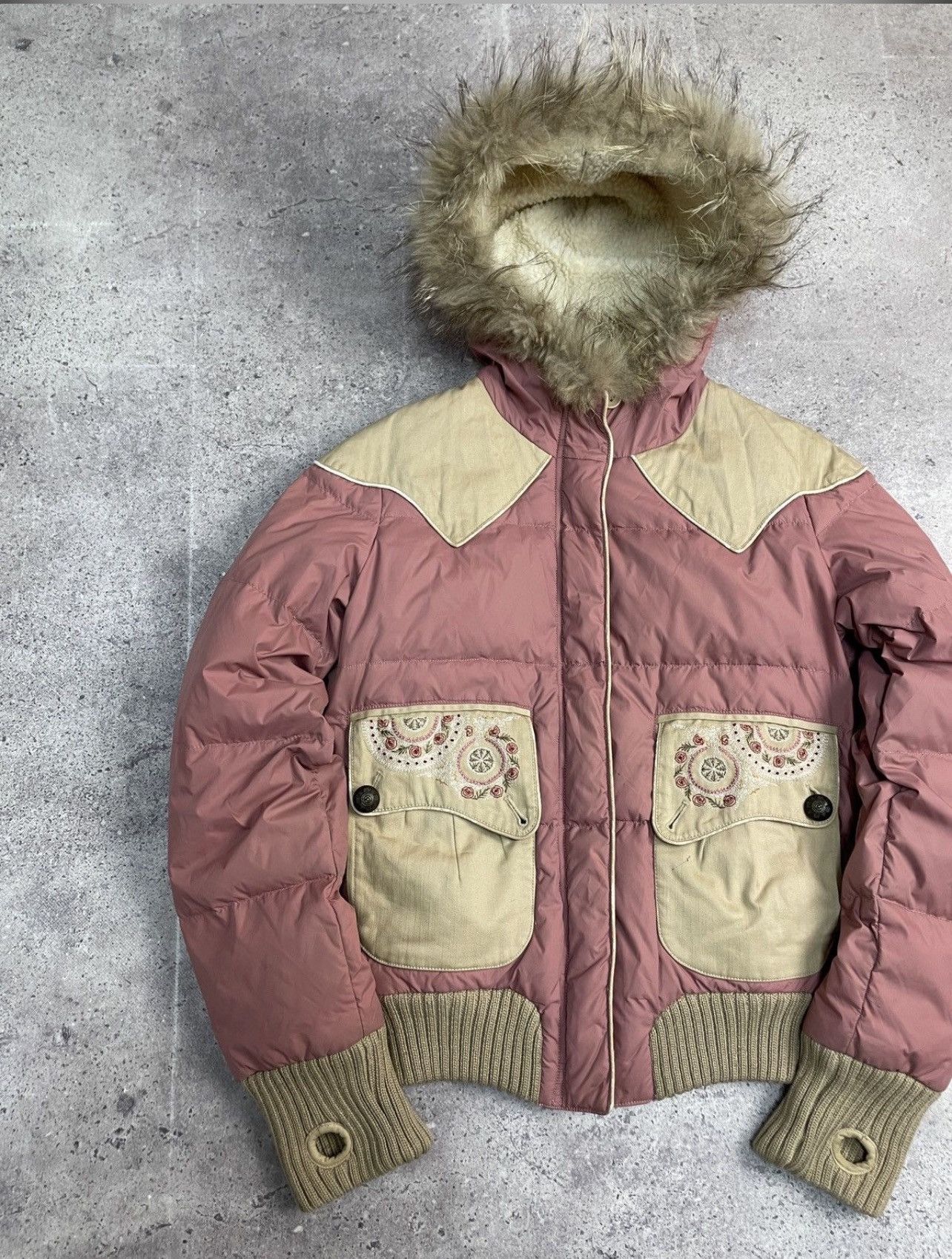 Le Grande Bleu (L.G.B.) Vintage Y2K Parasuco Cult Faux Fur Trim Girly Puffer Jacket Size S / US 4 / IT 40 - 2 Thumbnail