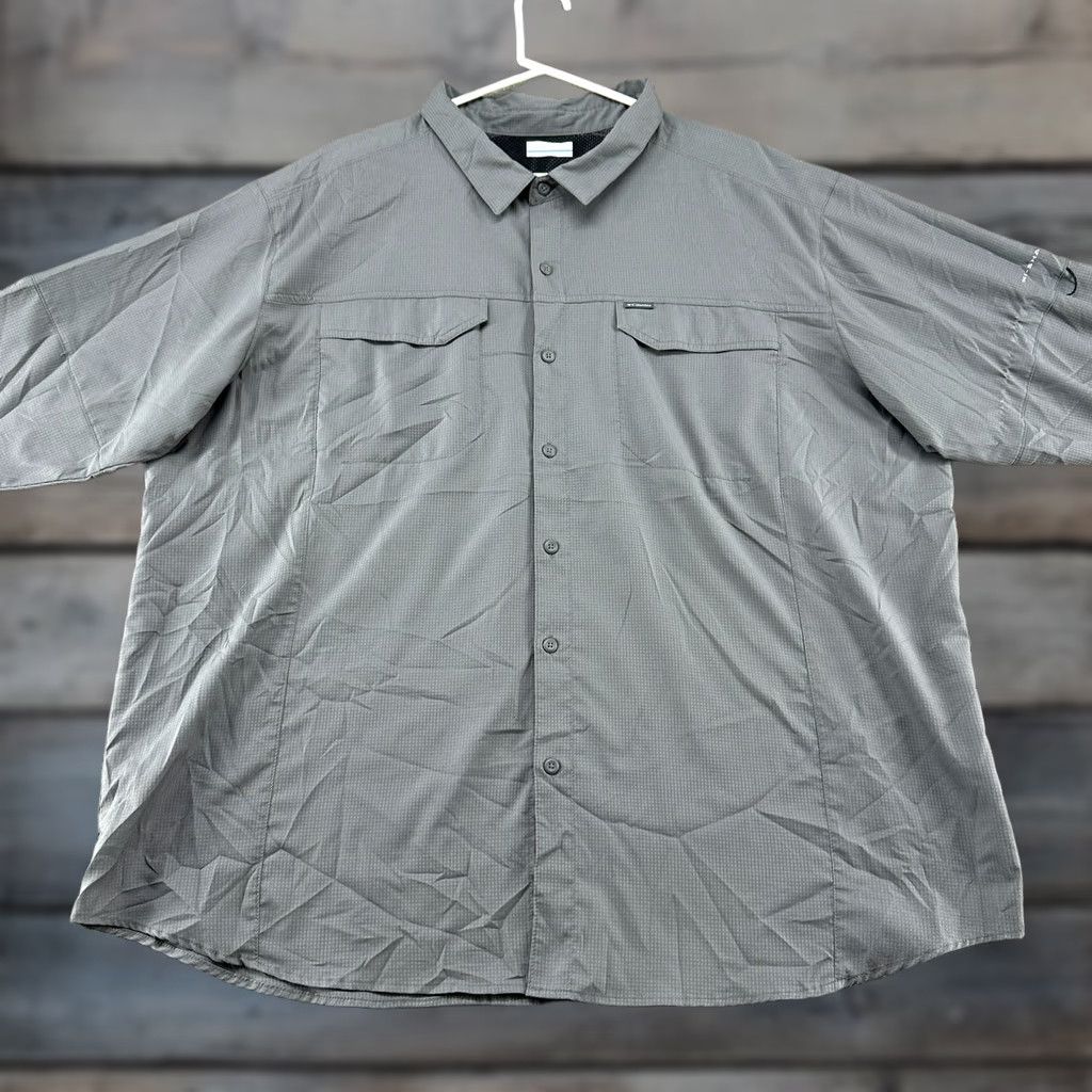 Vintage Columbia Shirt Mens 3X Grey Long Sleeve Button Up Polyester Solid Fishing Shirt Big & Tall Mens Button-Up Collar-Down Casual Outdoor Fishing 3X Gray Size US XXL / EU 58 / 5 - 1 Thumbnail