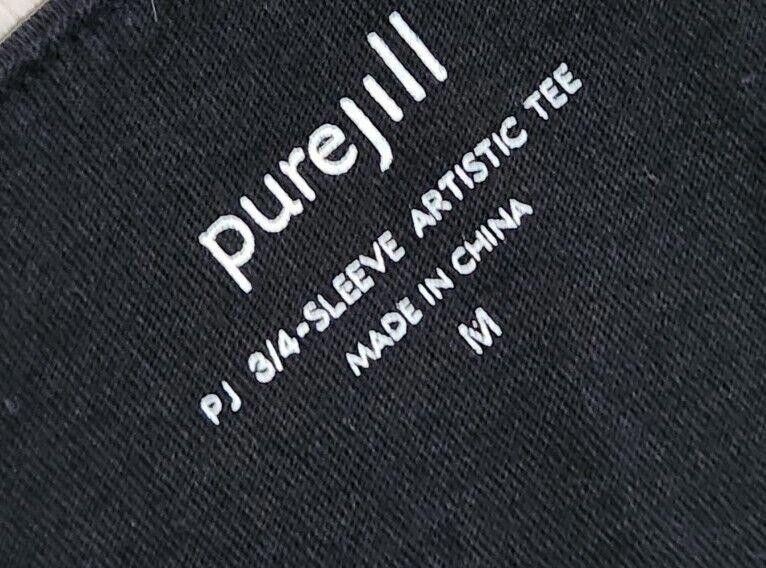 Designer Pure Jill Top Medium PJ 3/4 Sleeve Artistic Tee Black Size M / US 6-8 / IT 42-44 - 3 Thumbnail