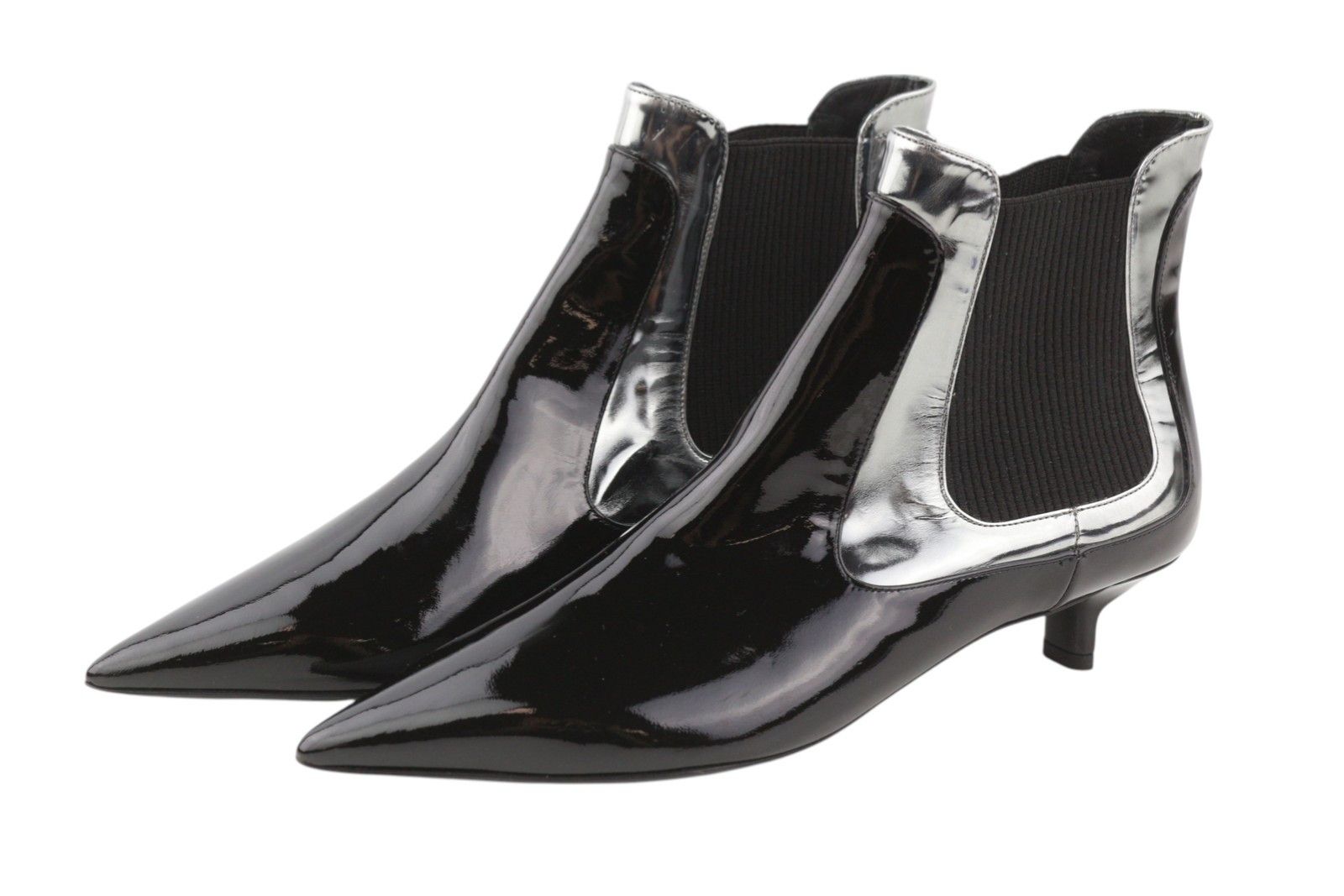 Emporio Armani EU37 Black Patent Leather Pointed Heel Shoes 85927 Size US 6 / IT 36 - 2 Thumbnail