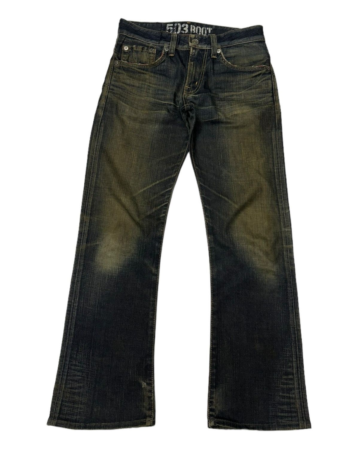14th Addiction FLARED🔥EDWIN 503 MUD WASH BOOTCUT WAXED DENIM JEANS Size US 32 / EU 48 - 5 Thumbnail