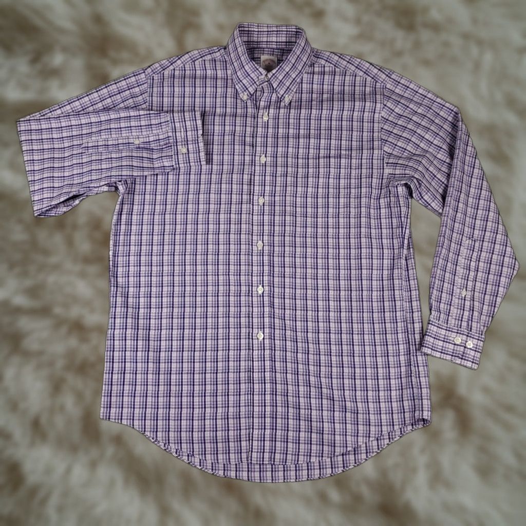 Brooks Brothers Brooks Brothers Shirt Mens Medium Purple Plaid Button-Up Long Sleeve Casual Classic Preppy Size US M / EU 48-50 / 2 - 1 Thumbnail