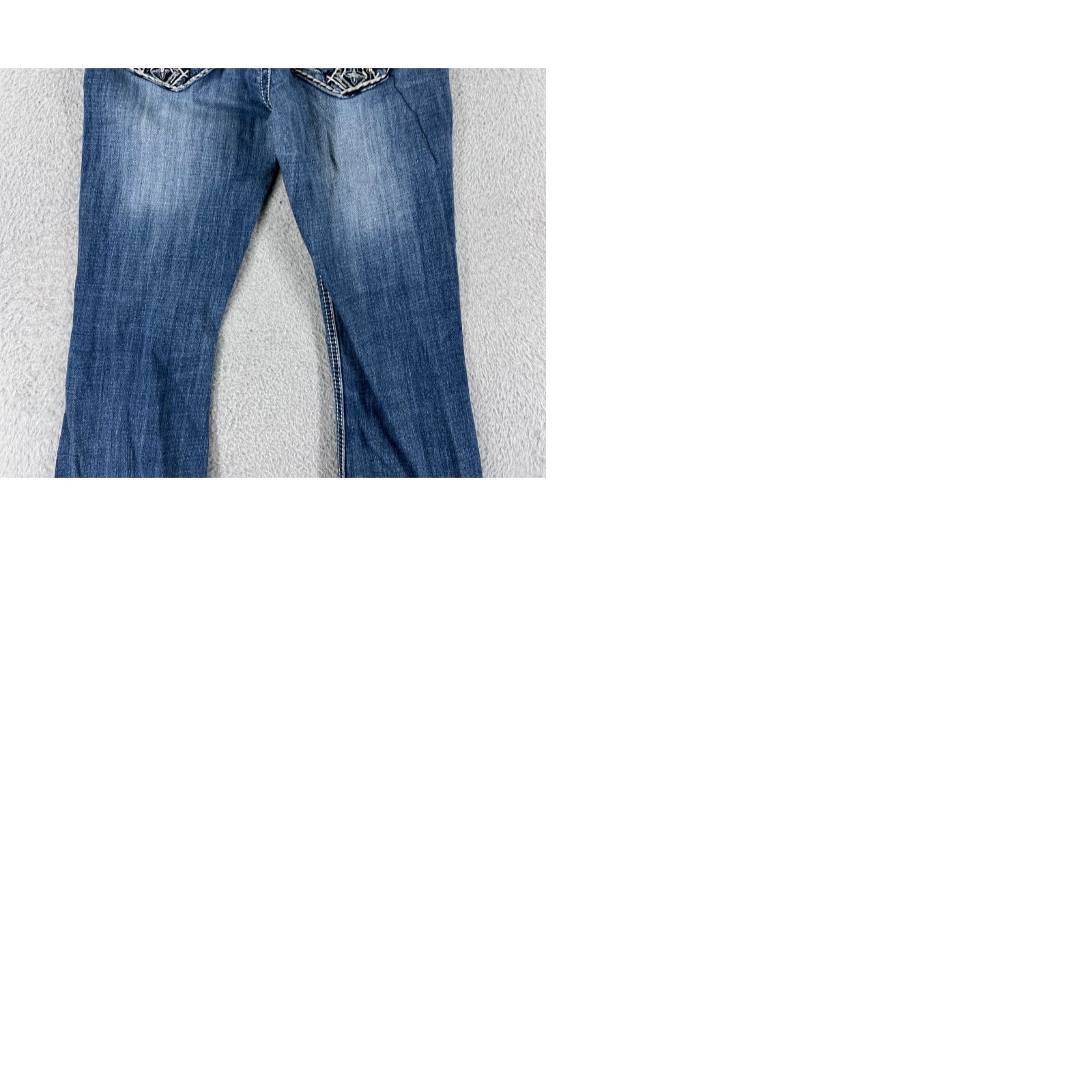 Denime Soundgirl Jeans Womens 5 Blue Denim Flared Distressed Embroidered Rhinestone Cotton Size 27" / US 4 / IT 40 - 10 Thumbnail