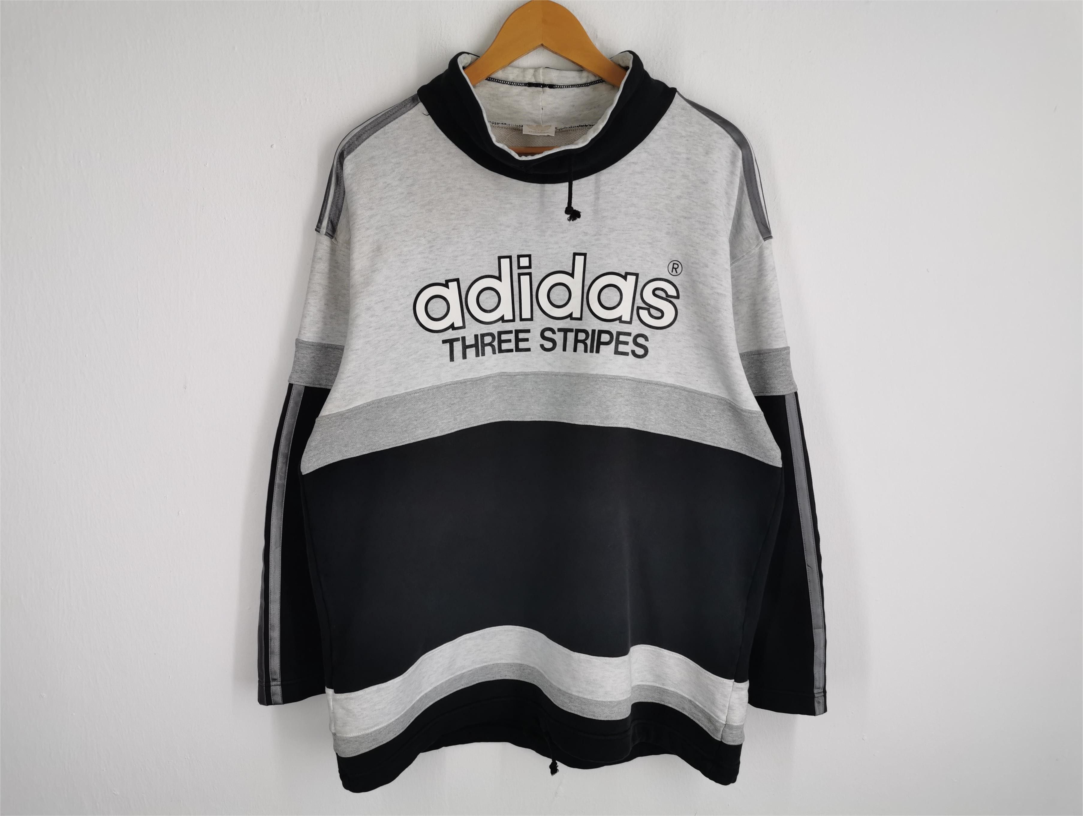 Adidas Vintage 90s Adidas Trefoil Three Stripe Sweatshirt Size US L / EU 52-54 / 3 - 2 Thumbnail