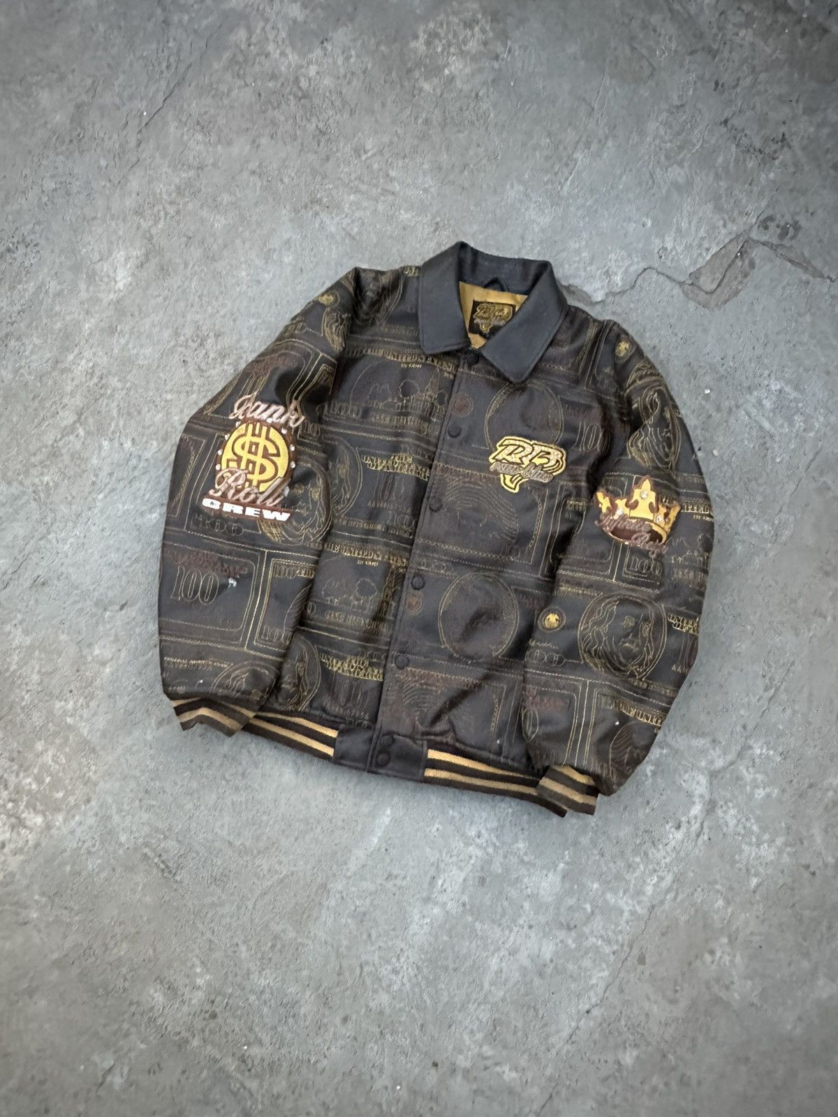 Pelle Pelle Vintage Y2K Raw Blue “Bank Roll Crew” Leather Jacket Size US XL / EU 56 / 4 - 1 Thumbnail