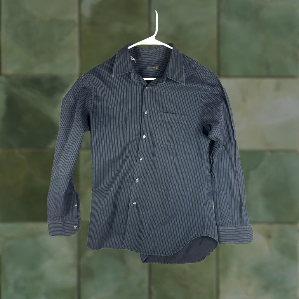 Corneliani Corneliani ID Shirt Mens M Dress Shirt Striped Long Sleeve Blue Black Italy Button Front Collar Size US M / EU 48-50 / 2 - 1 Thumbnail