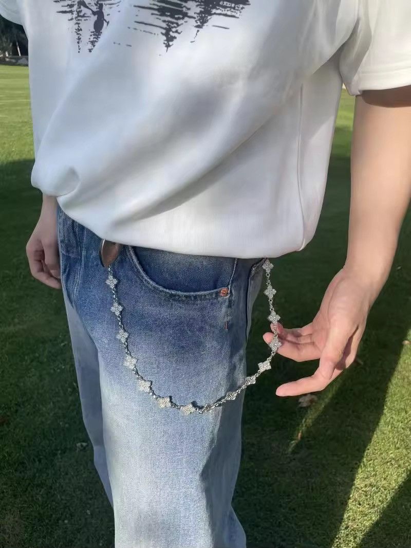 Jewelry Single Layer Pant Chain in Silver, Men's