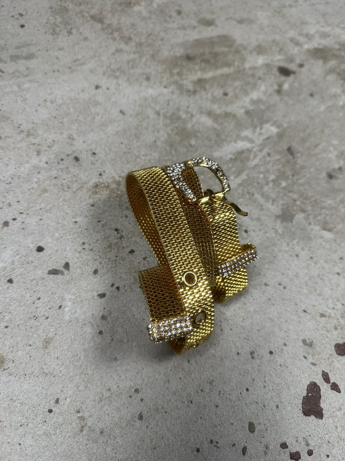 Dolce & Gabbana Dolce & Gabbana Gold Crystal Rhinestones Mesh Belt Size 36 - 13 Thumbnail
