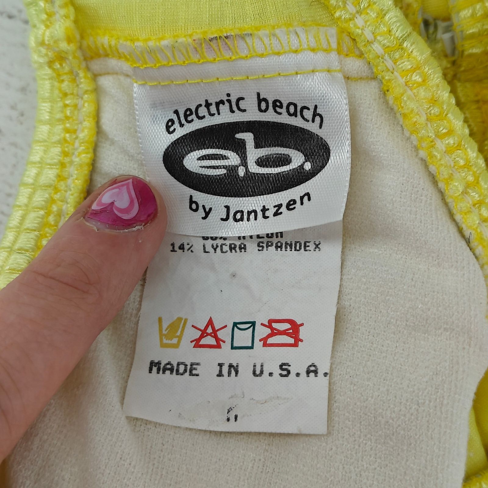 Jantzen Vintage Electric Beach Jantzen Bright Yellow Waffle Top M Size ONE SIZE - 2 Thumbnail
