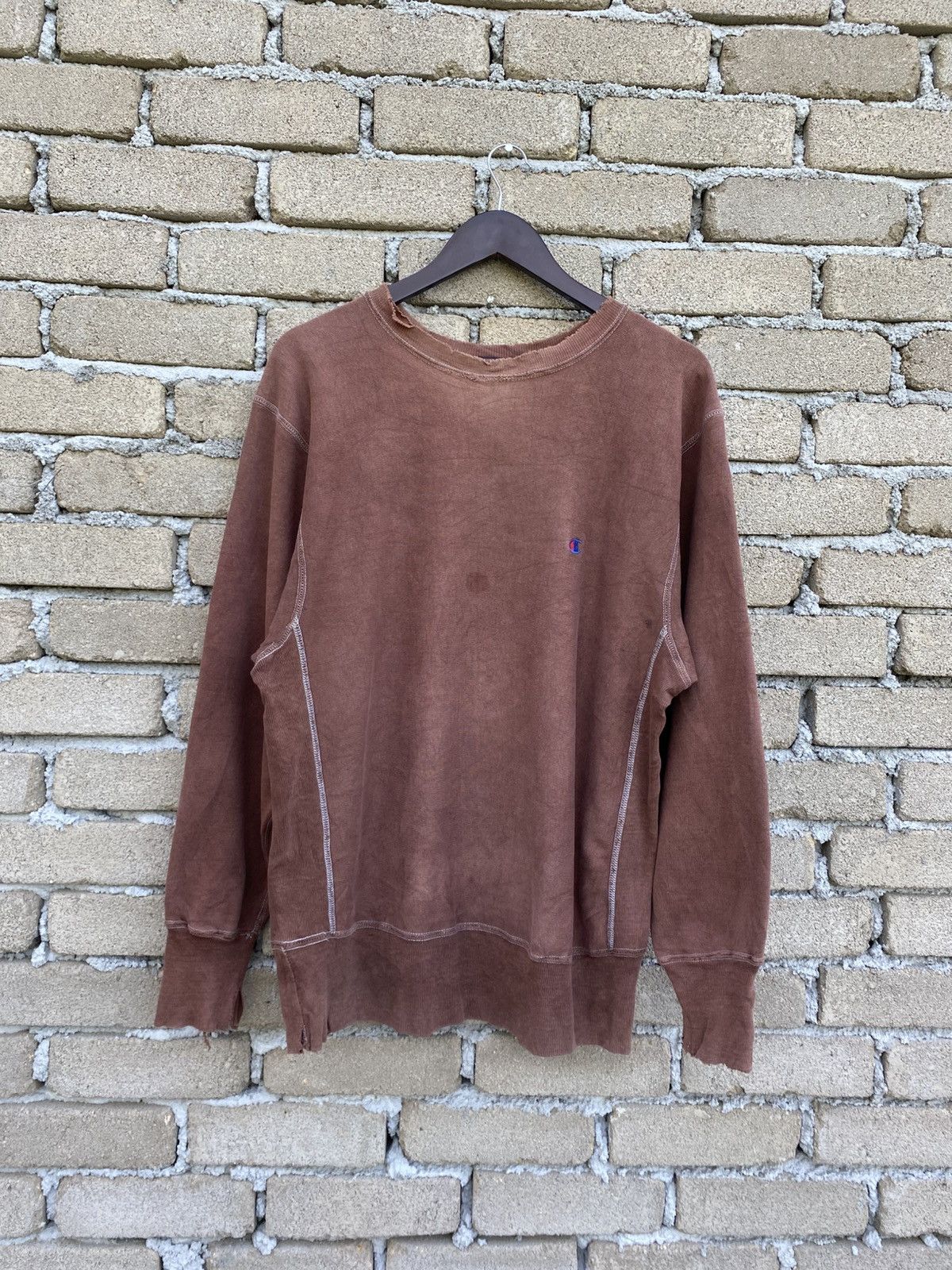 Champion Vintage Distress Champion Reverse Weave Sweatshirt Size US L / EU 52-54 / 3 - 2 Thumbnail