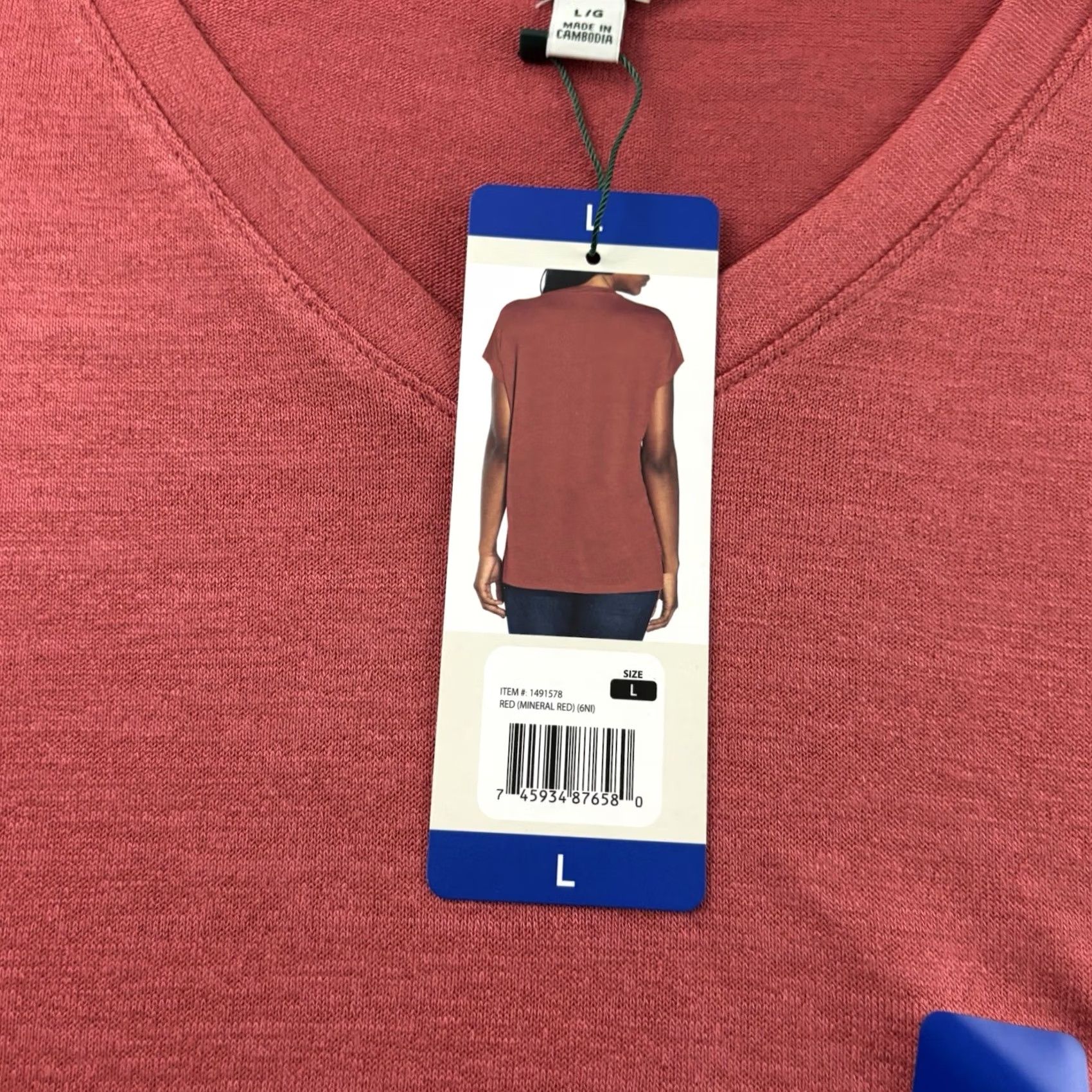 Orvis Orvis Women's Large Mineral Red V-Neck Short-Sleeve Relaxed Tee Shirt Size L / US 10 / IT 46 - 3 Thumbnail