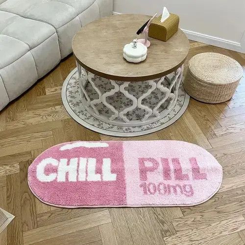 Other 3D Pink "CHILL PILL" Handmade Soft Rug Size ONE SIZE - 4 Thumbnail