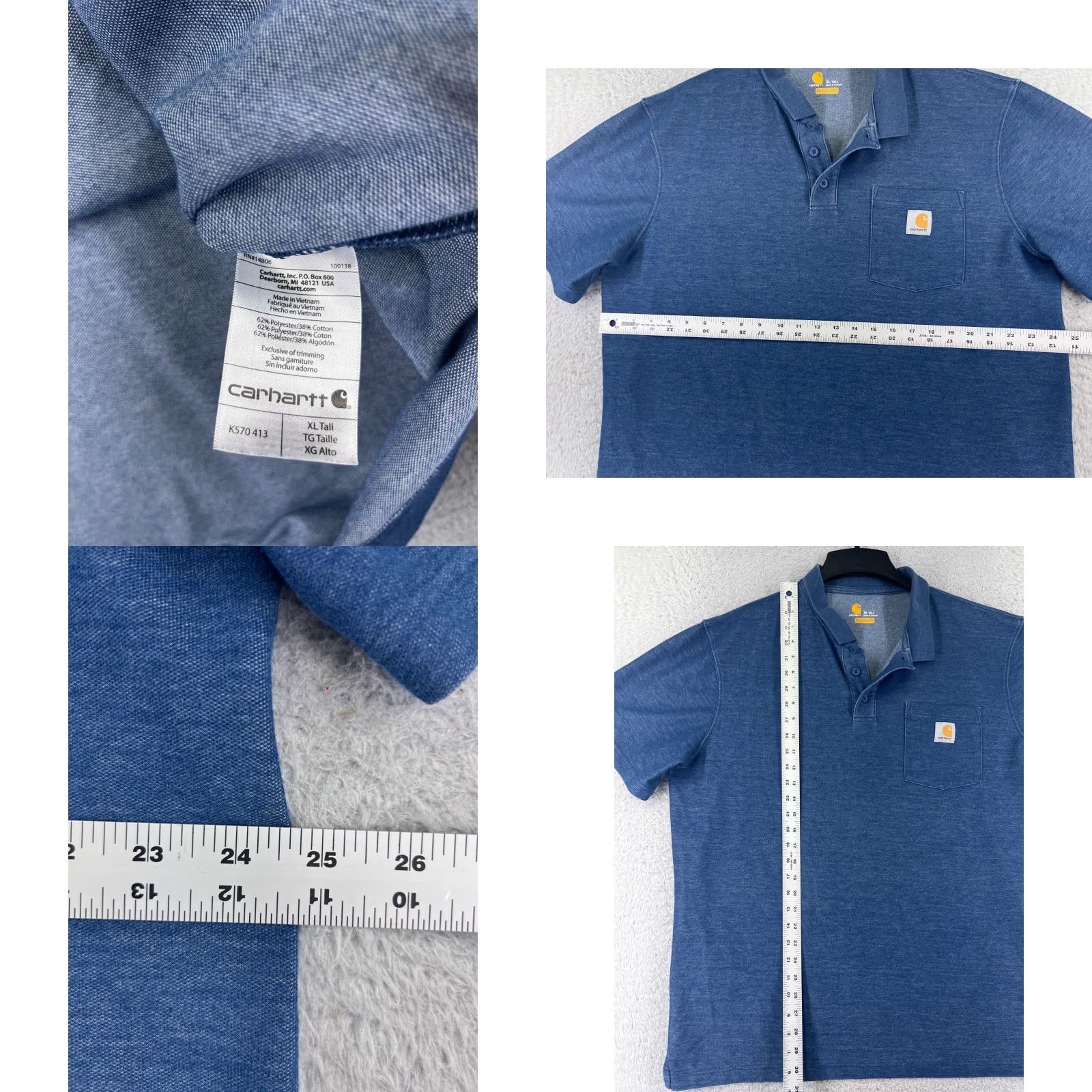 Carhartt Carhartt Polo Shirt Mens XL Blue Short Sleeve Pocket Golf Workwear shirt Size US XL / EU 56 / 4 - 8 Thumbnail