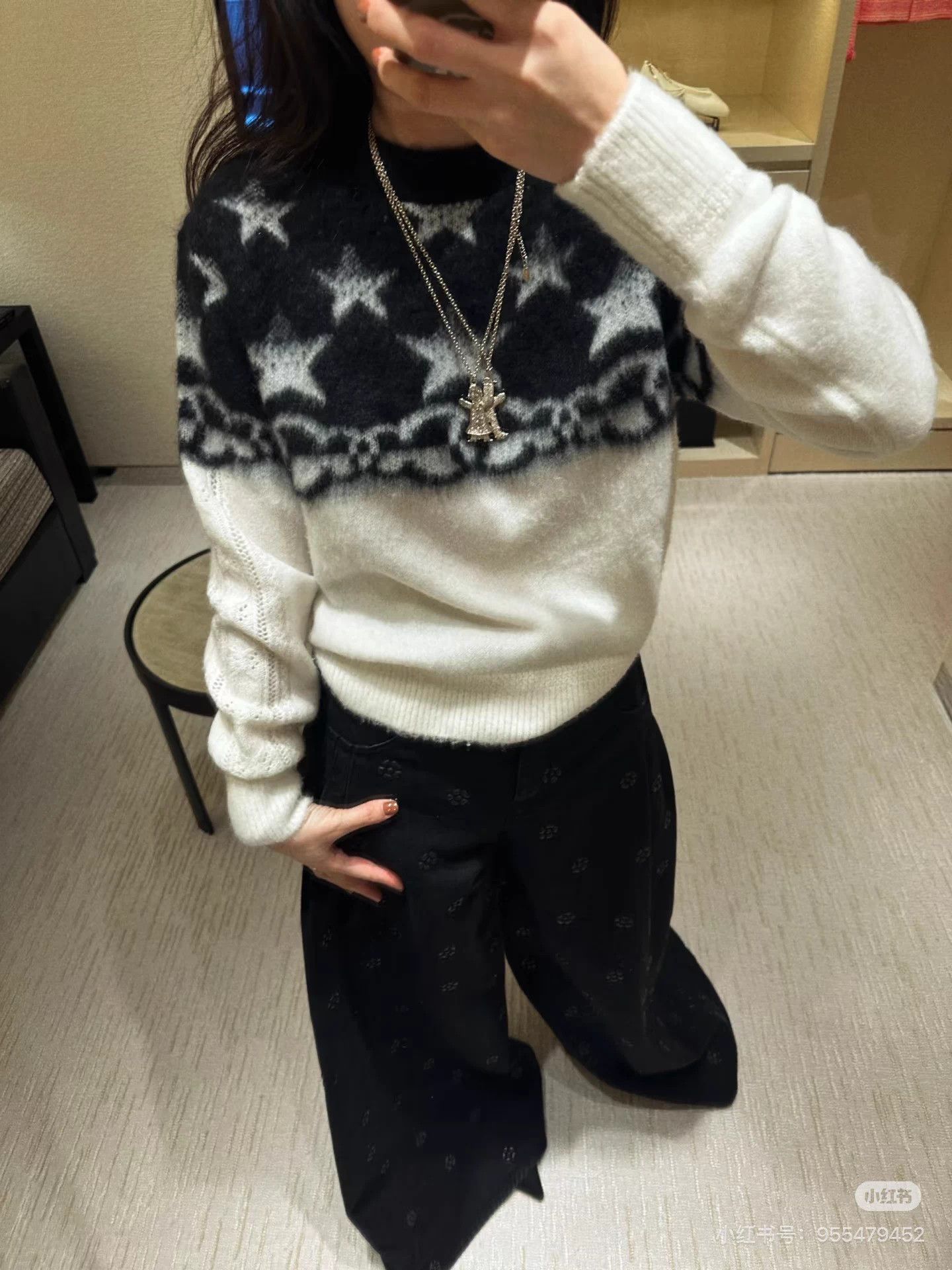 Chanel Chanel 23N Coco Neige Ski Black White Star Knit Sweater 34 Size XS / US 0-2 / IT 36-38 - 8 Thumbnail
