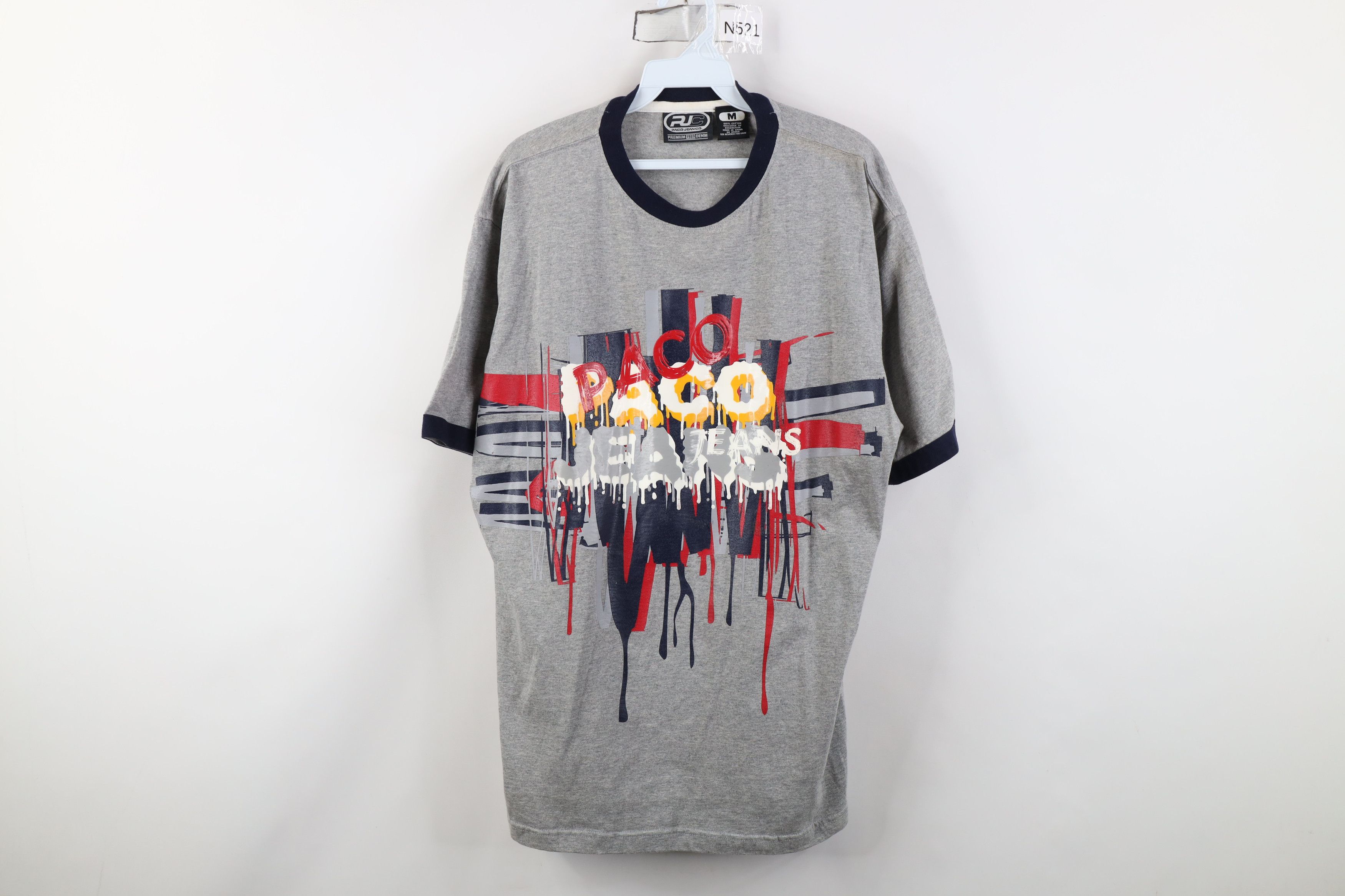 Vintage Vintage 90s Y2K Paco Jeans Graffiti Ringer T-Shirt Gray Size US M / EU 48-50 / 2 - 1 Thumbnail