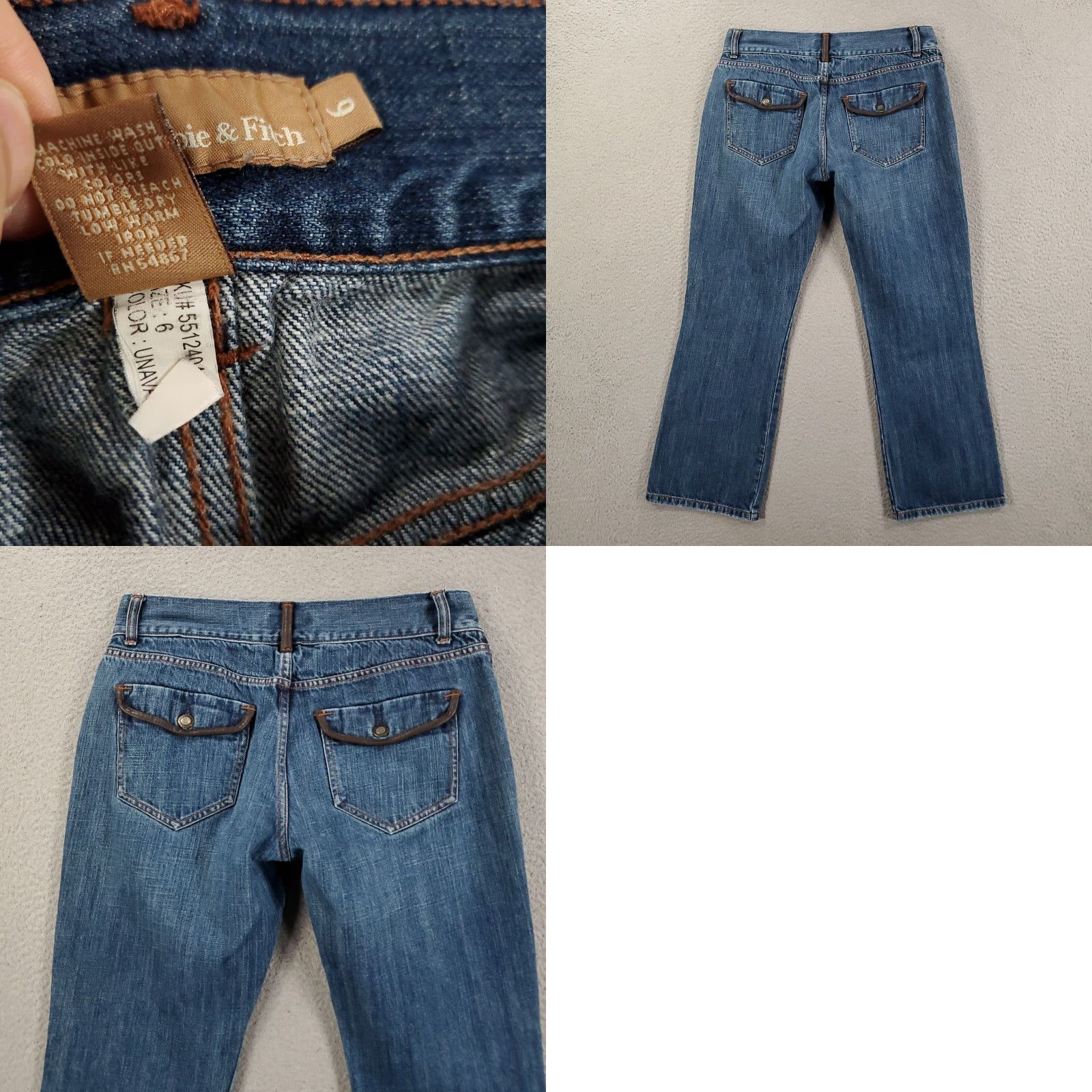 Abercrombie & Fitch Abercrombie & Fitch Jeans Womens Size 6 Straight 5-Pocket Denim Distressed Blue Flap Pockets Y2K Size 28" / US 6 / IT 42 - 8 Thumbnail