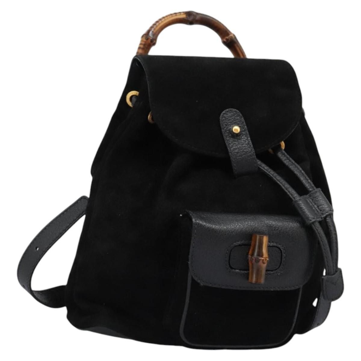Gucci Gucci Vintage Bamboo Backpack Suede Size ONE SIZE - 1 Thumbnail