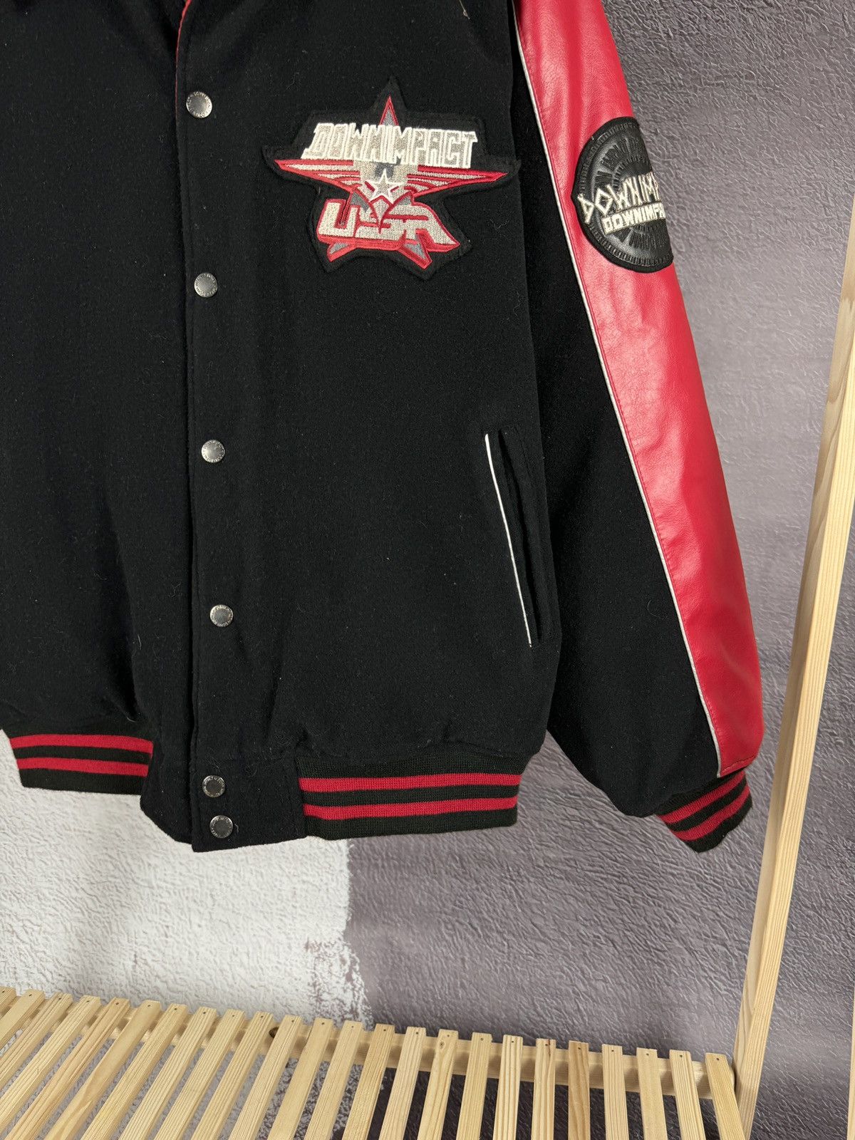 Vintage Down Impact USA reversible wool leather monogram bomber jckt Size US L / EU 52-54 / 3 - 8 Thumbnail