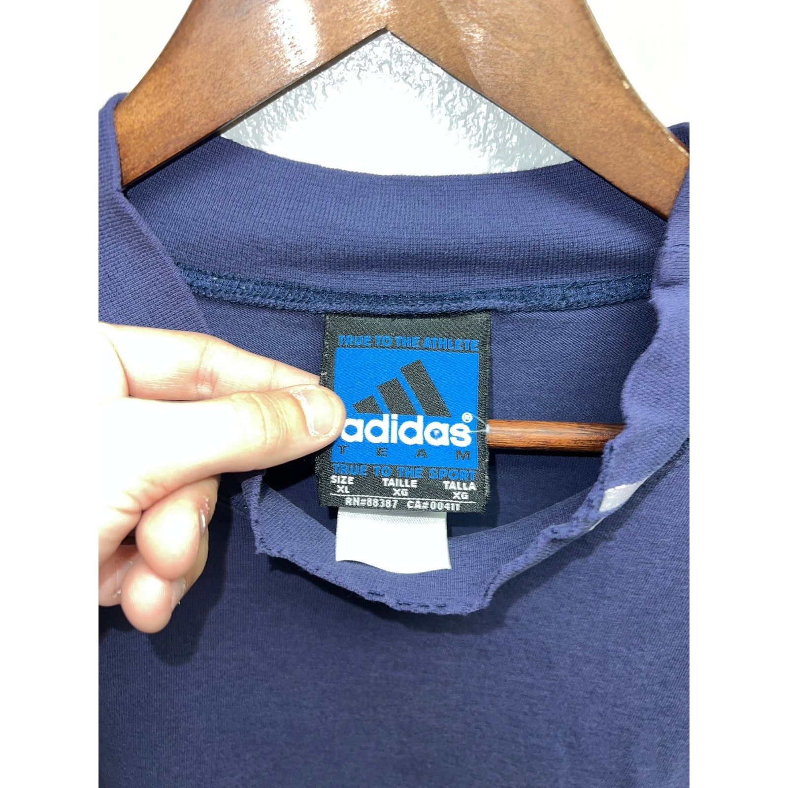 Adidas Vintage Adidas Blue Mock Neck Long Sleeve Shirt VTG 90s XL Size US XL / EU 56 / 4 - 6 Thumbnail