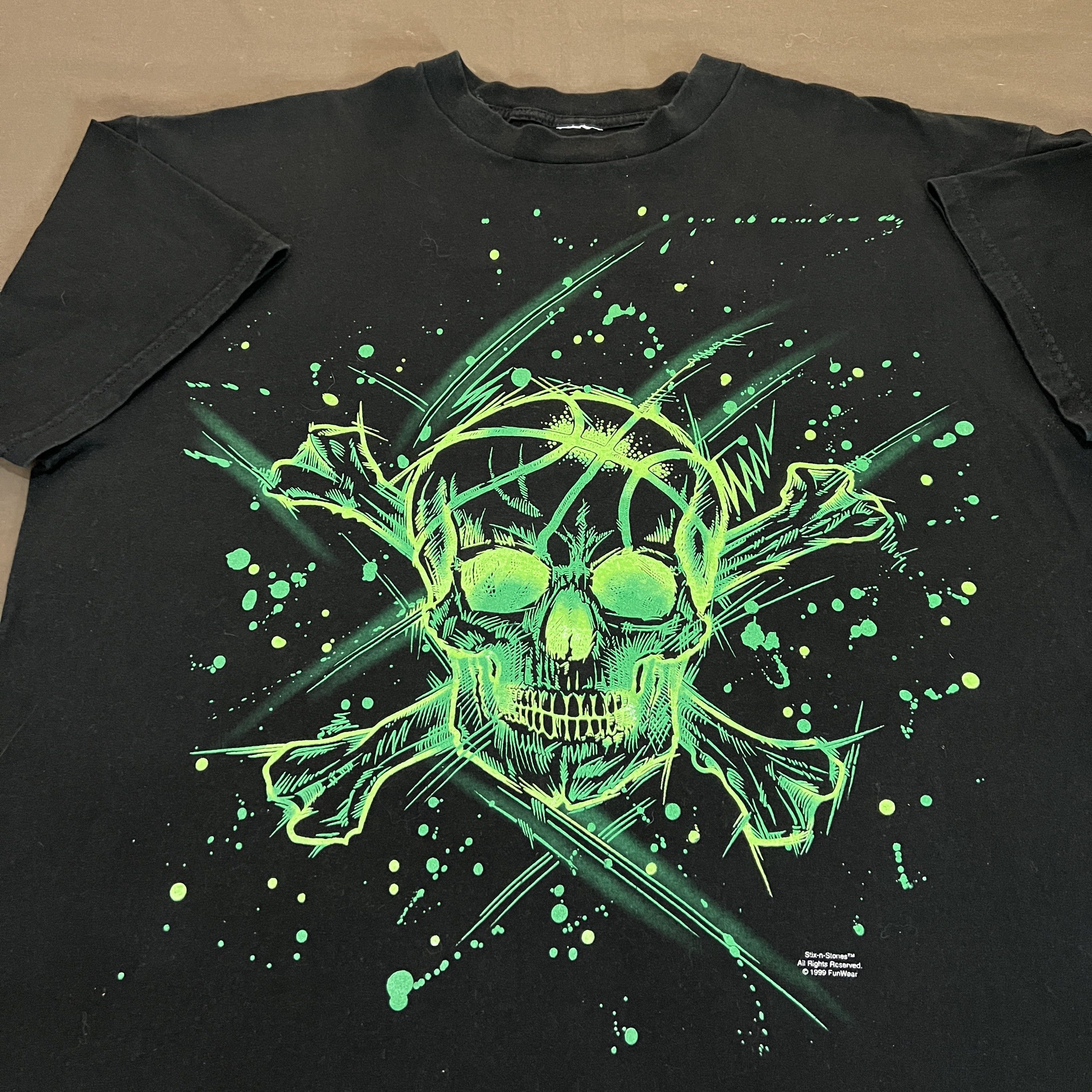 NBA Vintage 90s Stix-n-Stones Basketball Skull Graphic Tee 2XL Size US XXL / EU 58 / 5 - 5 Thumbnail