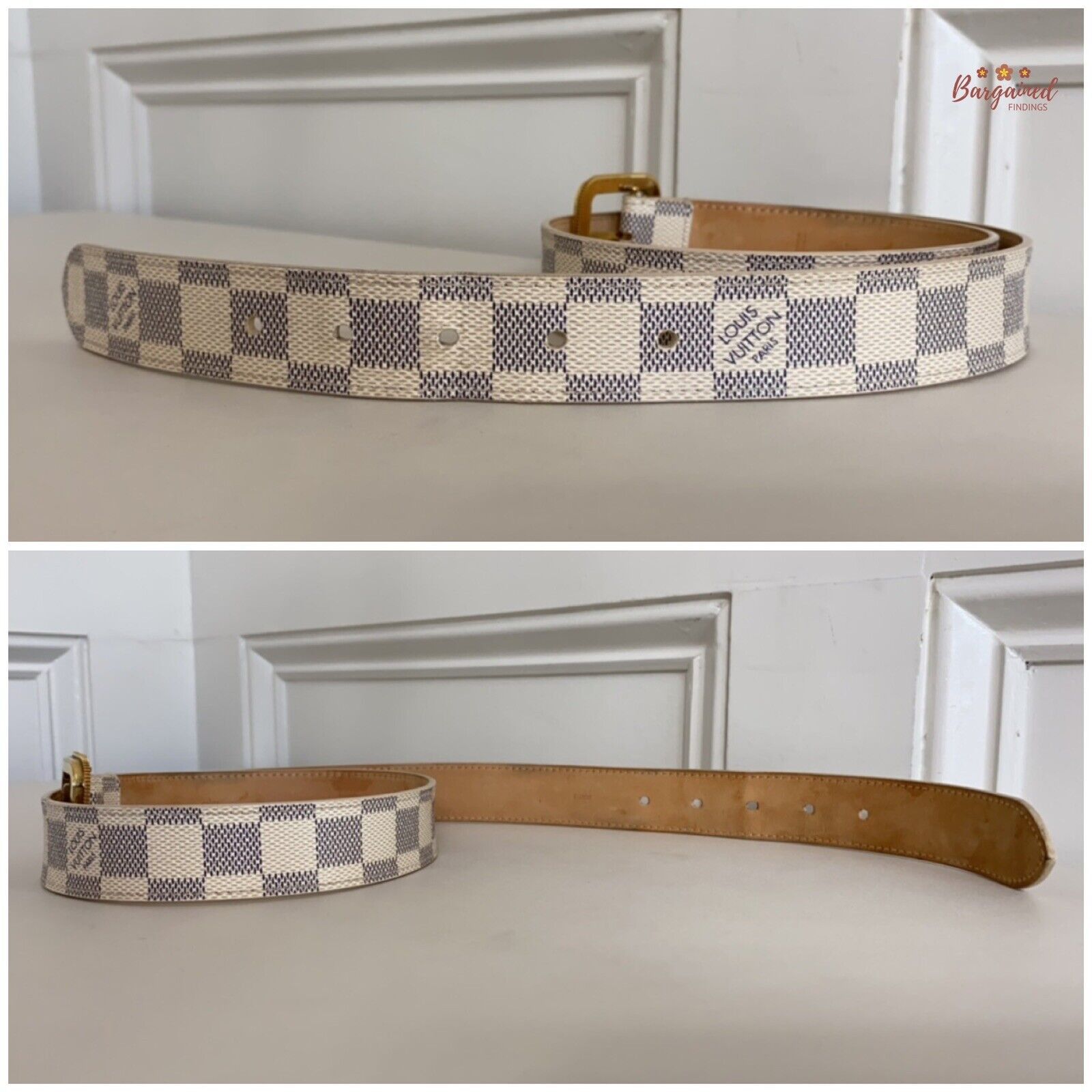 Louis Vuitton Louis Vuitton Damier Azur Canvas Leather Tresor Belt Size 28 - 2 Thumbnail