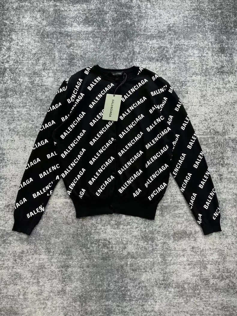 Balenciaga 23SS Black White Knit Cardigan.