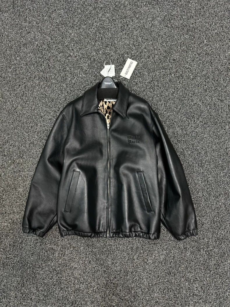 Wacko Maria WACKO MARIA Black Leather Jacket with Leopard Lining - dmc Size US S / EU 44-46 / 1 - 1 Thumbnail