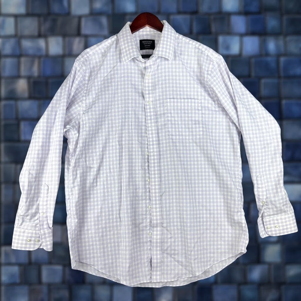 Nordstrom Nordstrom Mens Shirt 2XL Traditional Fit Button-Up Purple Plaid Cotton Pocket Shirt Mens Dresses? Size US XXL / EU 58 / 5 - 1 Thumbnail