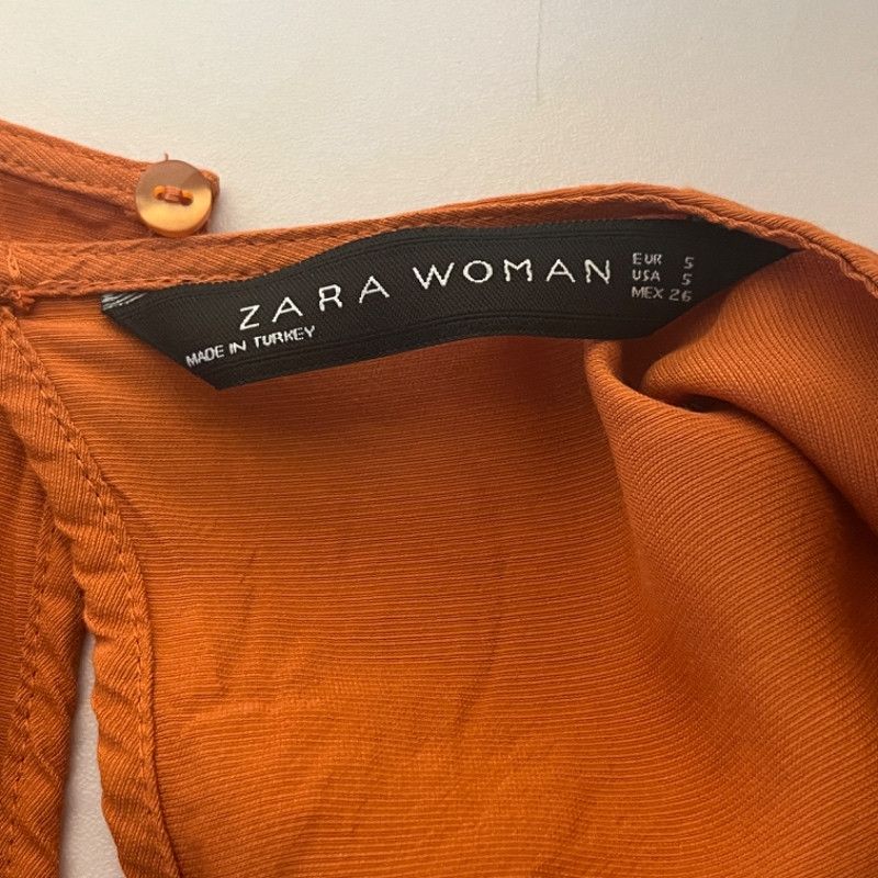 Zara Zara Woman Burnt Orange Tie-Front Top Size M / US 6-8 / IT 42-44 - 5 Thumbnail