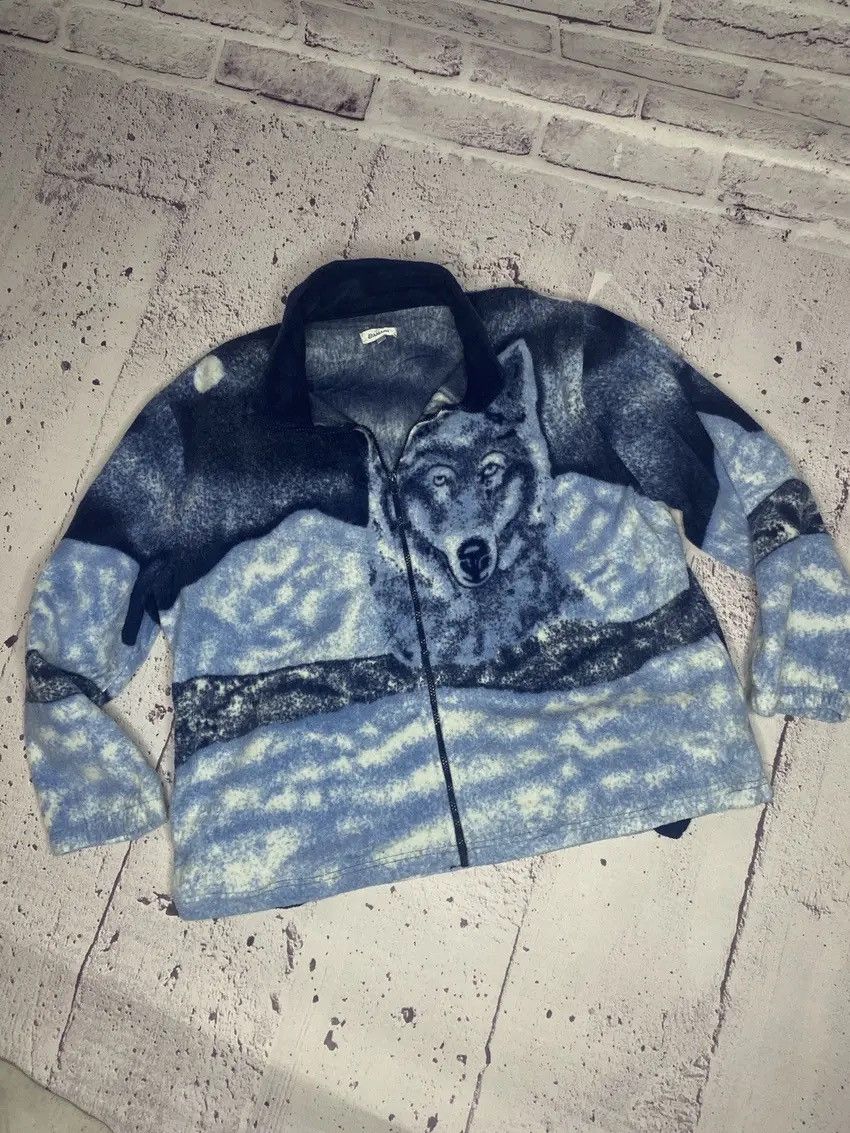 Vintage Vintage wolves fleece hooded jacket size M Size US M / EU 48-50 / 2 - 1 Thumbnail