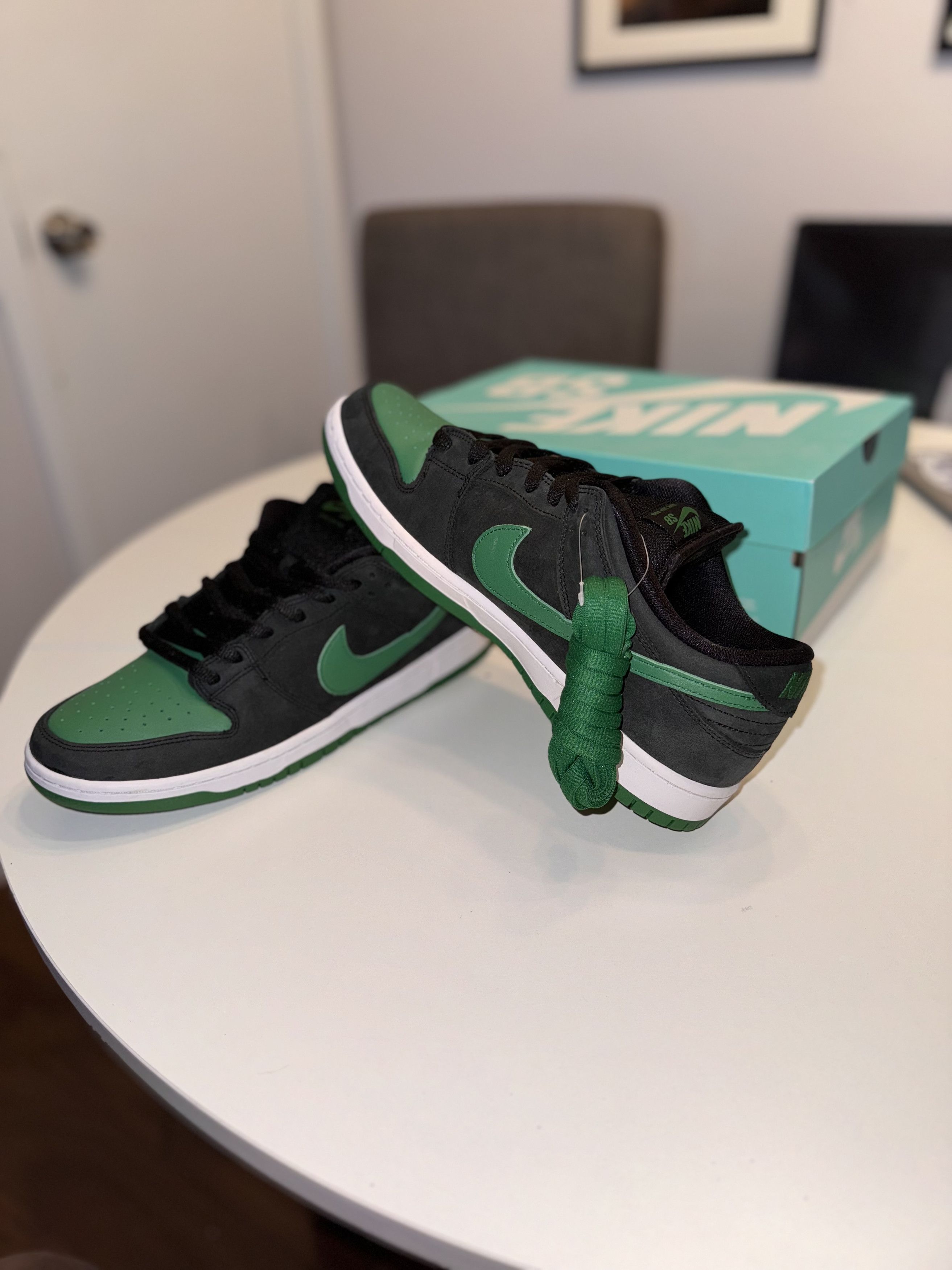 image of Nike Sb Dunk Low Pro J Pack Pine Green Shoes in Black/Green, Men's (Size 11.5)